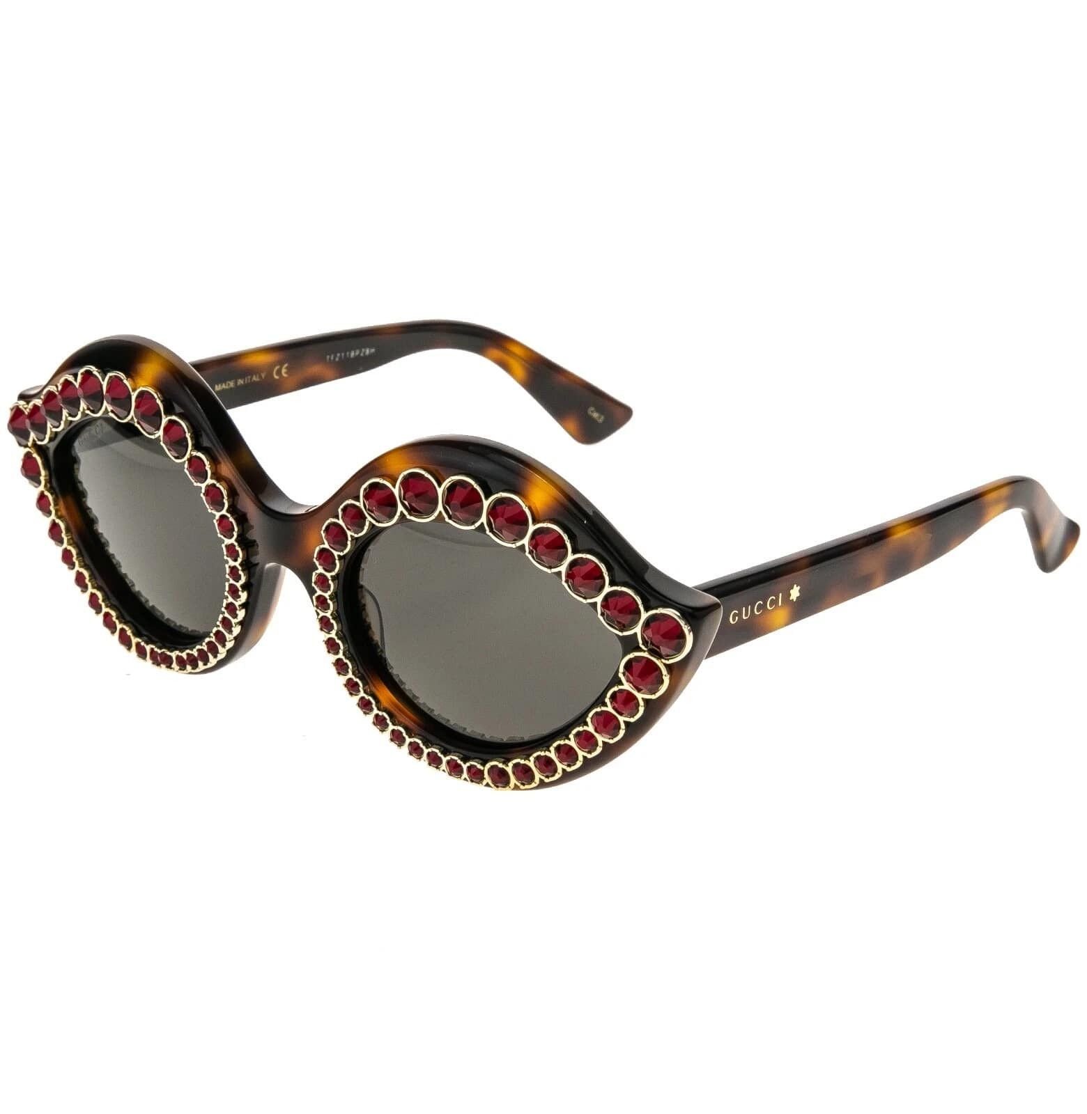 Gucci GUCCI GG0045S CRYSTAL 0045 LIPS Cat Eye Havana Sunglasses Size ONE SIZE - 9 Thumbnail