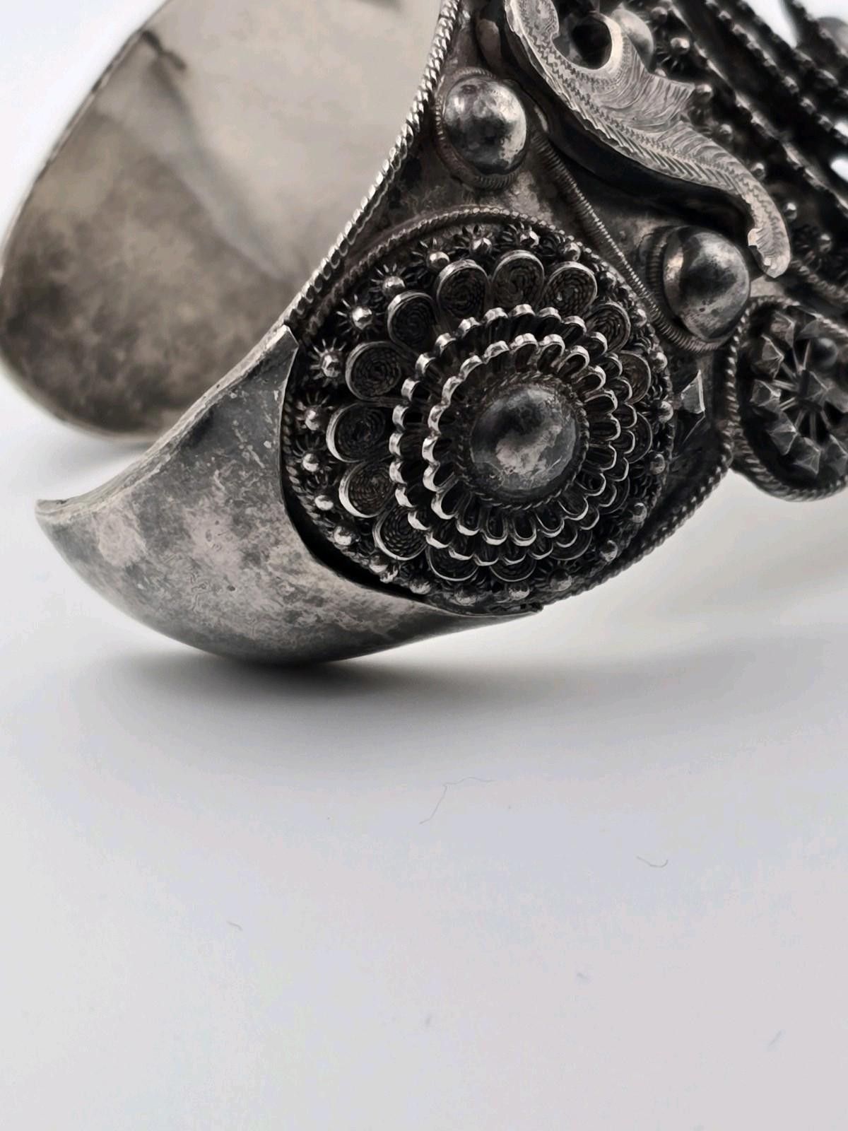 Other Vintage Sterling Silver Dancer’s Cuff Ornate Filigree 30-50s Size ONE SIZE - 9 Thumbnail