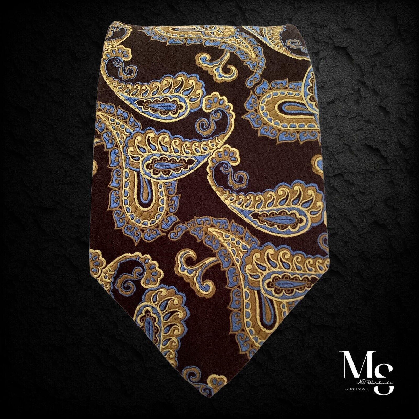 Robert Talbott ROBERT TALBOTT Brown Paisley Silk Tie Hand Swin In USA W: 3. Size ONE SIZE - 5 Thumbnail