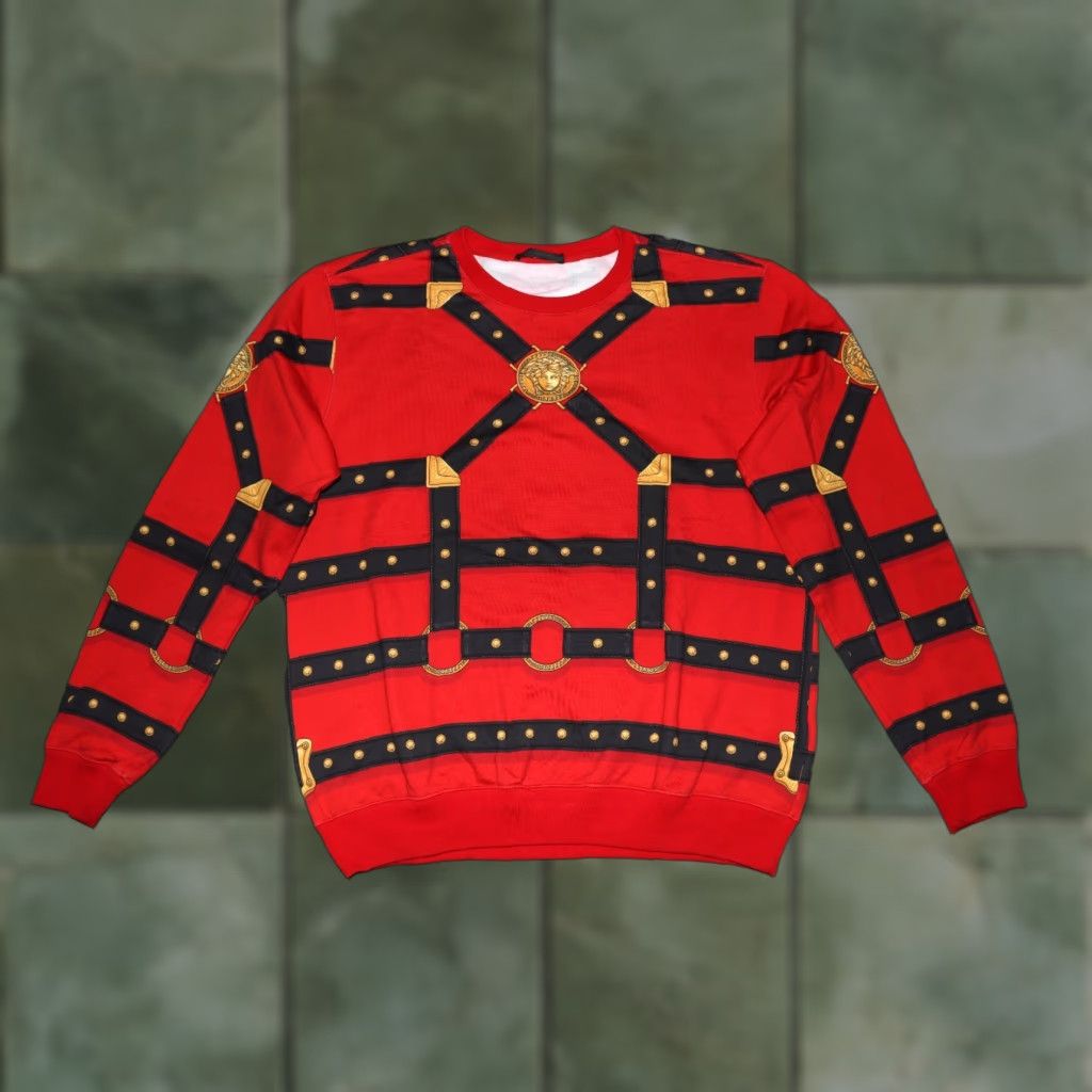 Versace VERSACE HARNESS ALL OVER PRINT SWEATSHIRT RED COLOR MEN LARGE Size US L / EU 52-54 / 3 - 1 Thumbnail