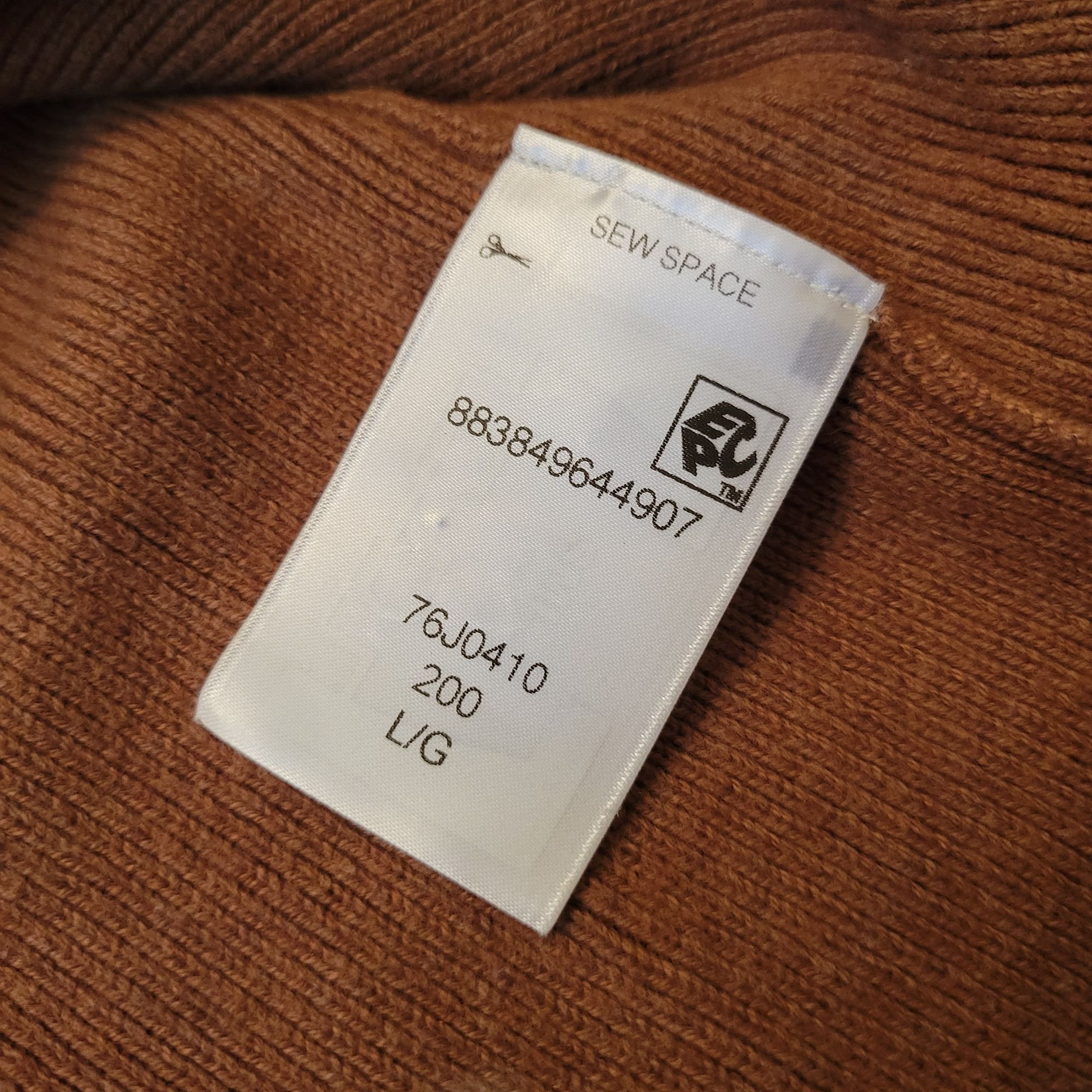 Tommy Hilfiger Tommy Hilfiger Brown Knit Skirt Buttons Striped Trim L Front Size 31" - 7 Thumbnail