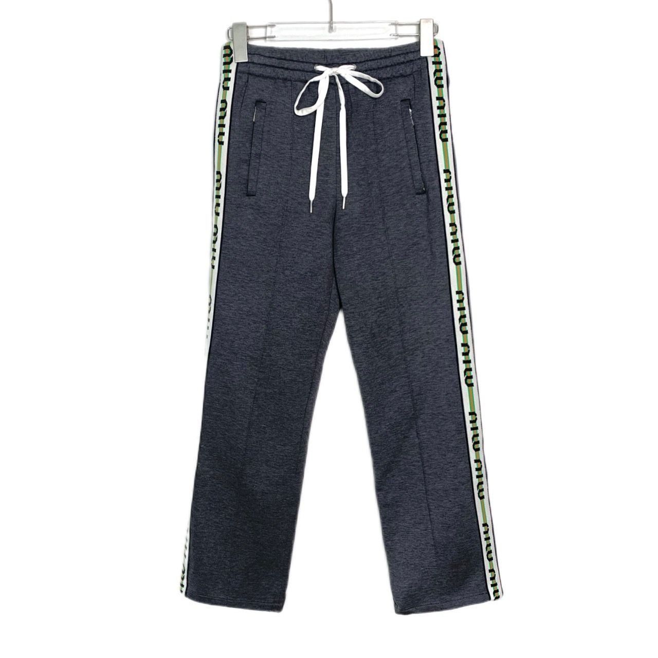 Miu Miu Miu Miu Womens Dark Grey Logo Striped Casual Pants Size 36 M Size 36" / US 14 / IT 50 - 1 Thumbnail