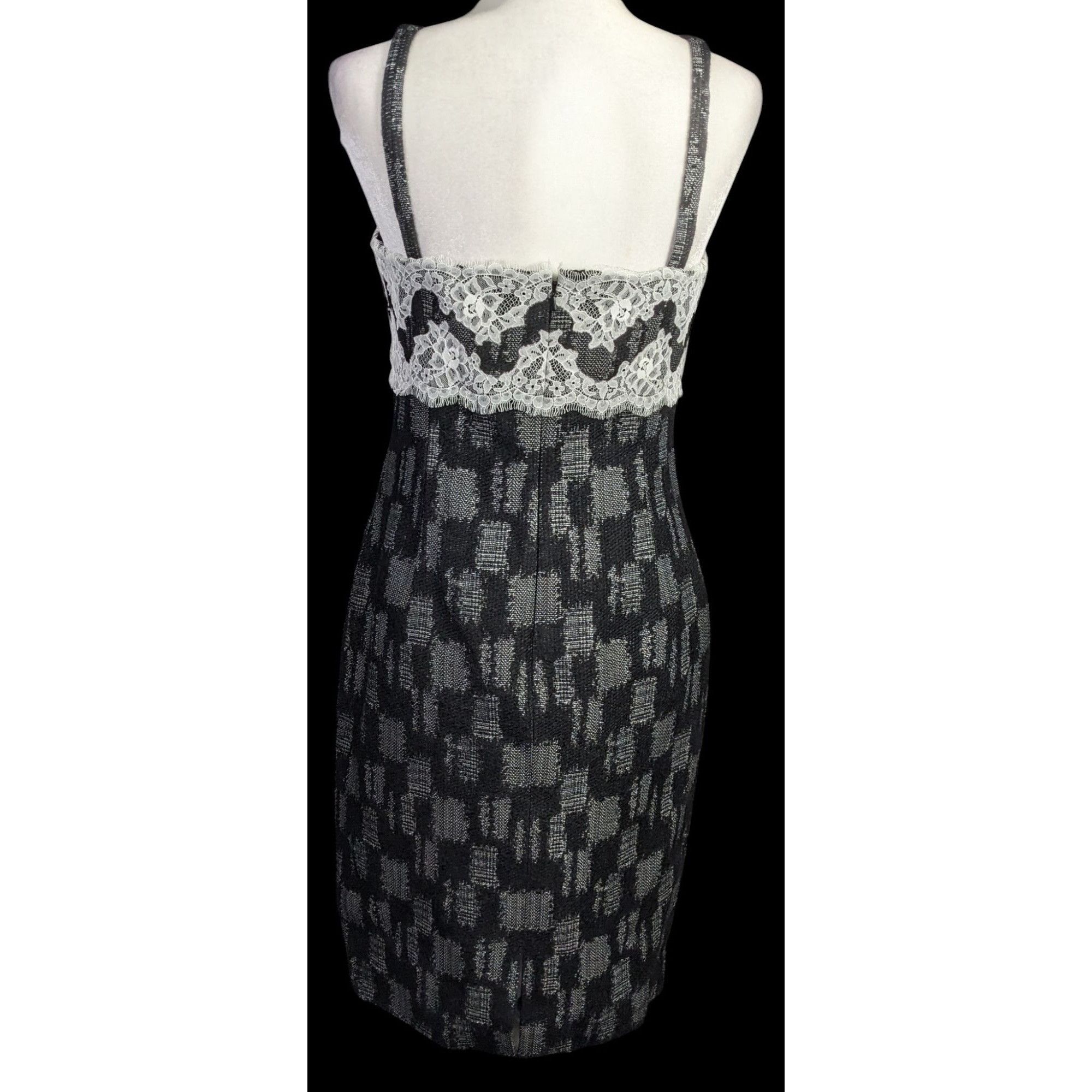 Other W By Worth Corporate Goth Black White Tweed Lace Trim Bustie Size M / US 6-8 / IT 42-44 - 2 Thumbnail