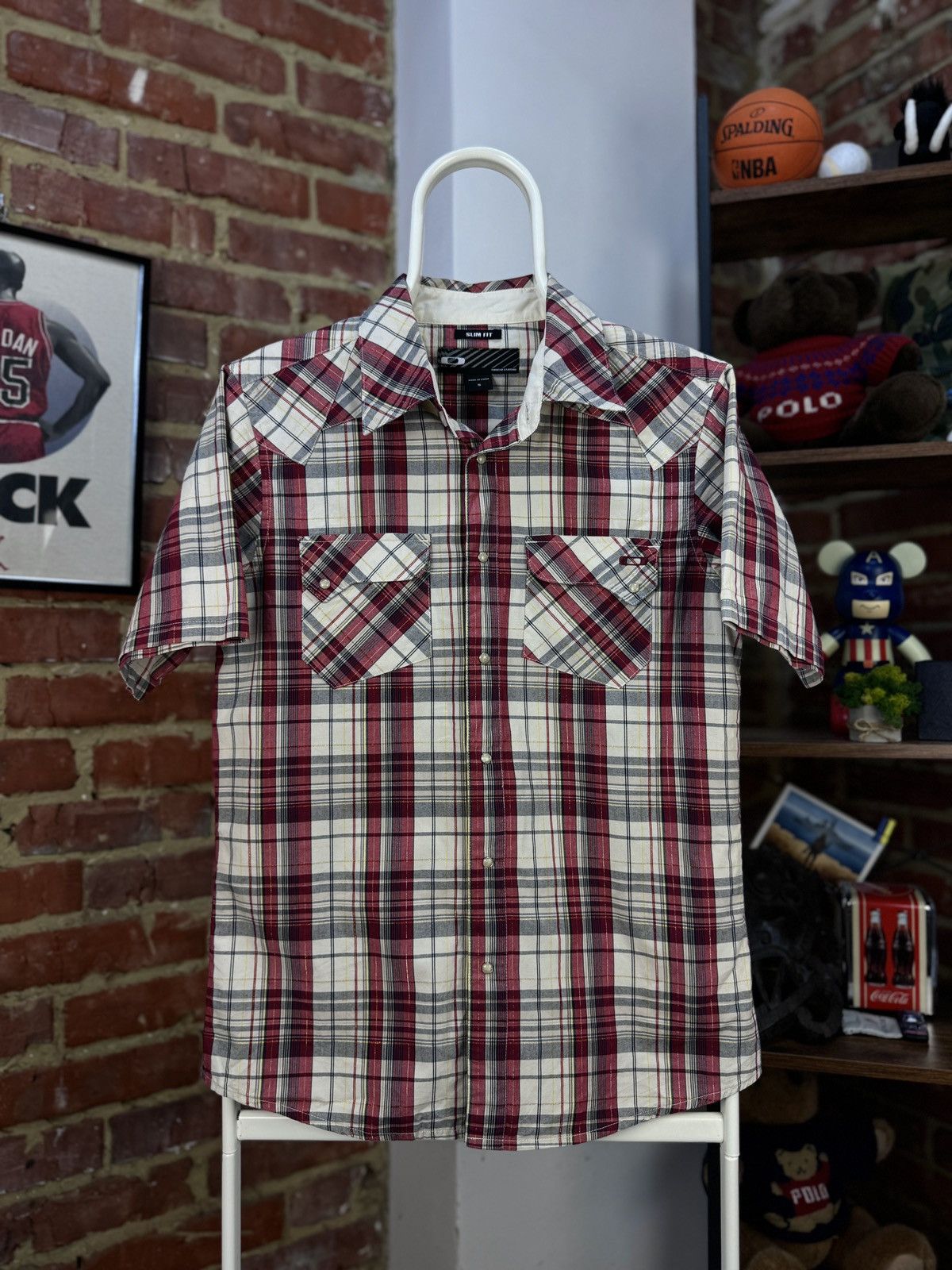 Oakley × Vintage OAKLEY Vintage Mens Short Sleeve Plaid Red Shirt Size US S / EU 44-46 / 1 - 3 Thumbnail