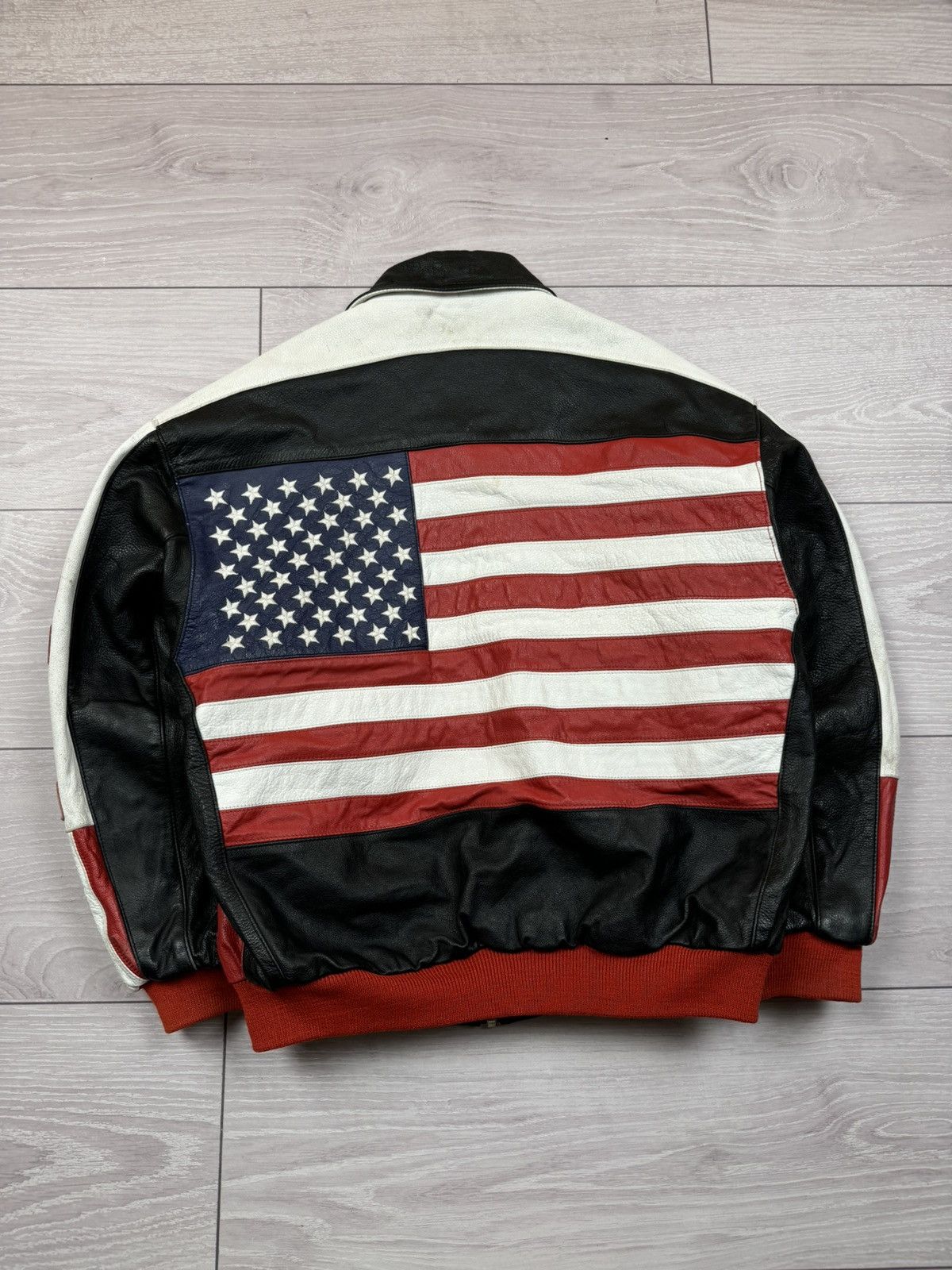 Vintage Cordon Gear USA Flag Big Logo Vintage Leather Jacket Size US S / EU 44-46 / 1 - 1 Thumbnail