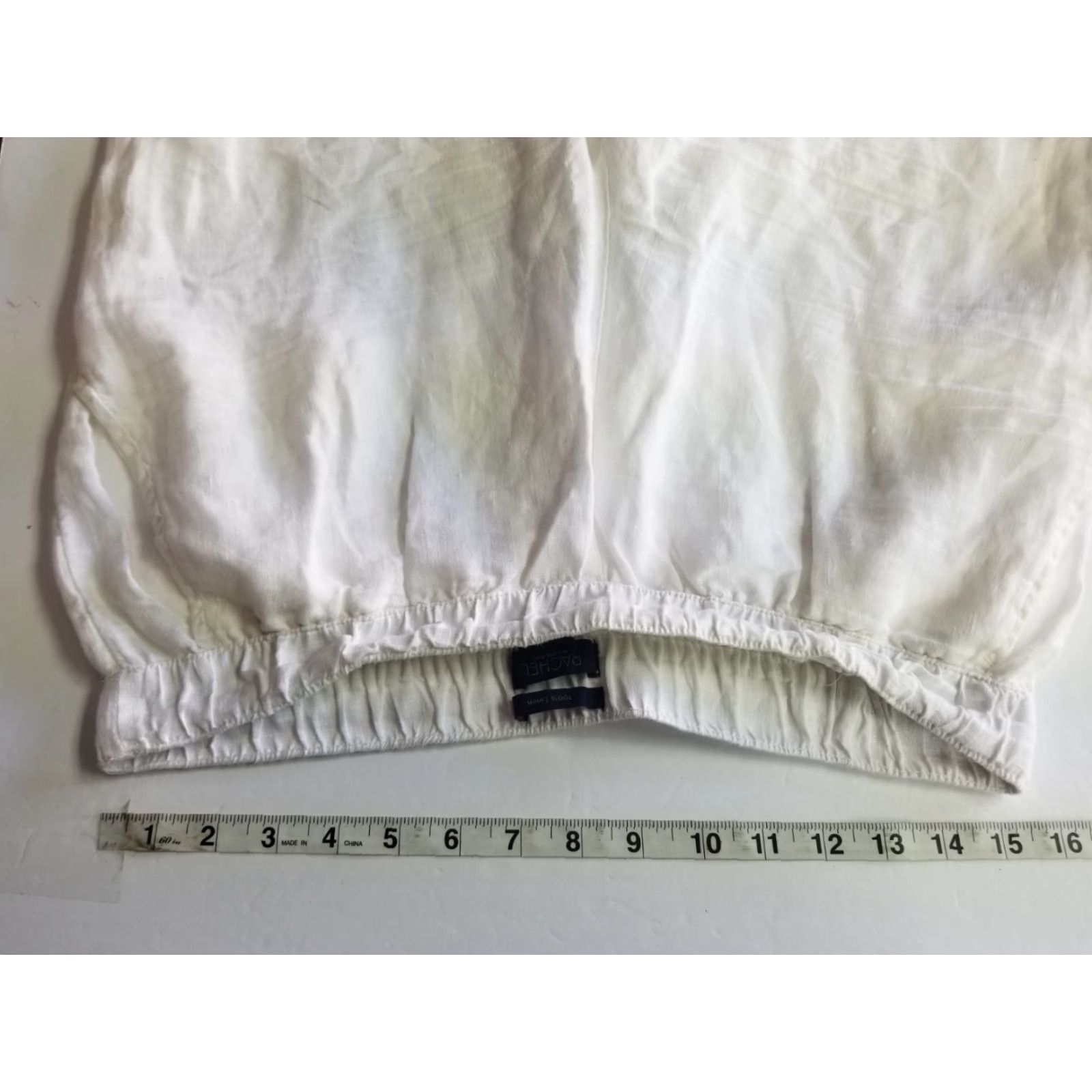 Vintage Rachel Roy Linen Pants Women Large White 100% Linen Breathable Elastic Waist Pockets Drawstring Straight Set Size 36" / US 14 / IT 50 - 3 Thumbnail