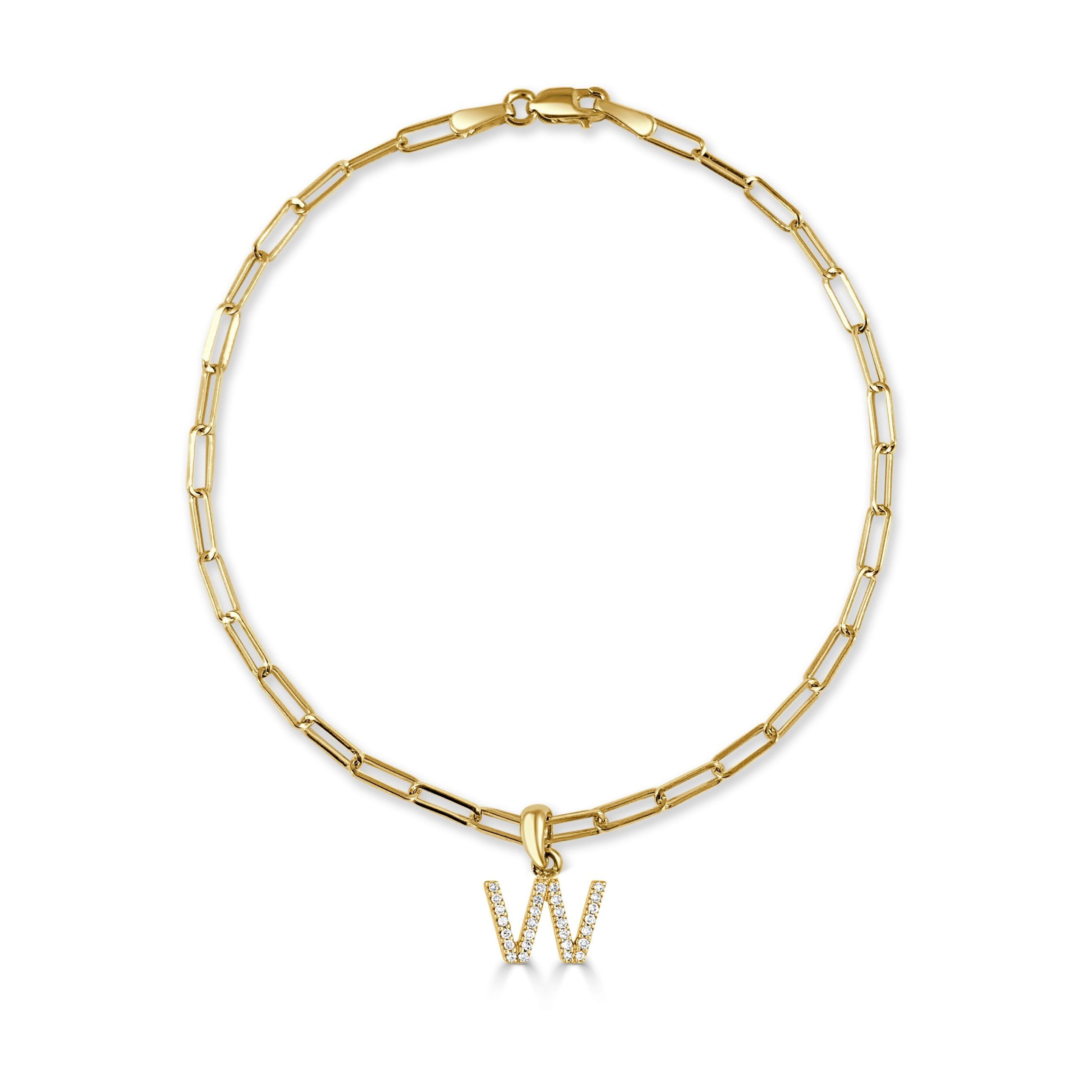 image of Cartier 14K Gold & Diamond Initial "w" Link Bracelet in Yellow, Women's