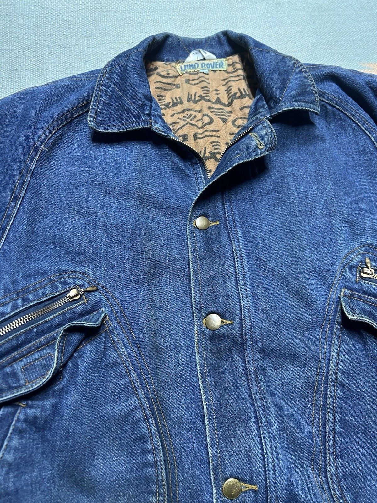 Vintage Vtg Land Rover denim bomber jacket heavyweight medium Size US M / EU 48-50 / 2 - 5 Thumbnail