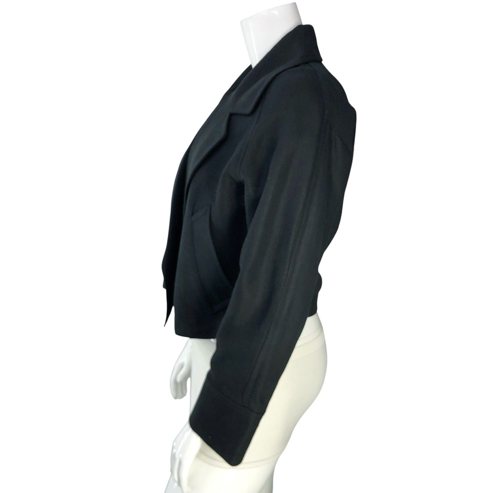 Vince Vince Jacket L Black Cropped Single Button Notch Lapel Linen Size L / US 10 / IT 46 - 6 Thumbnail