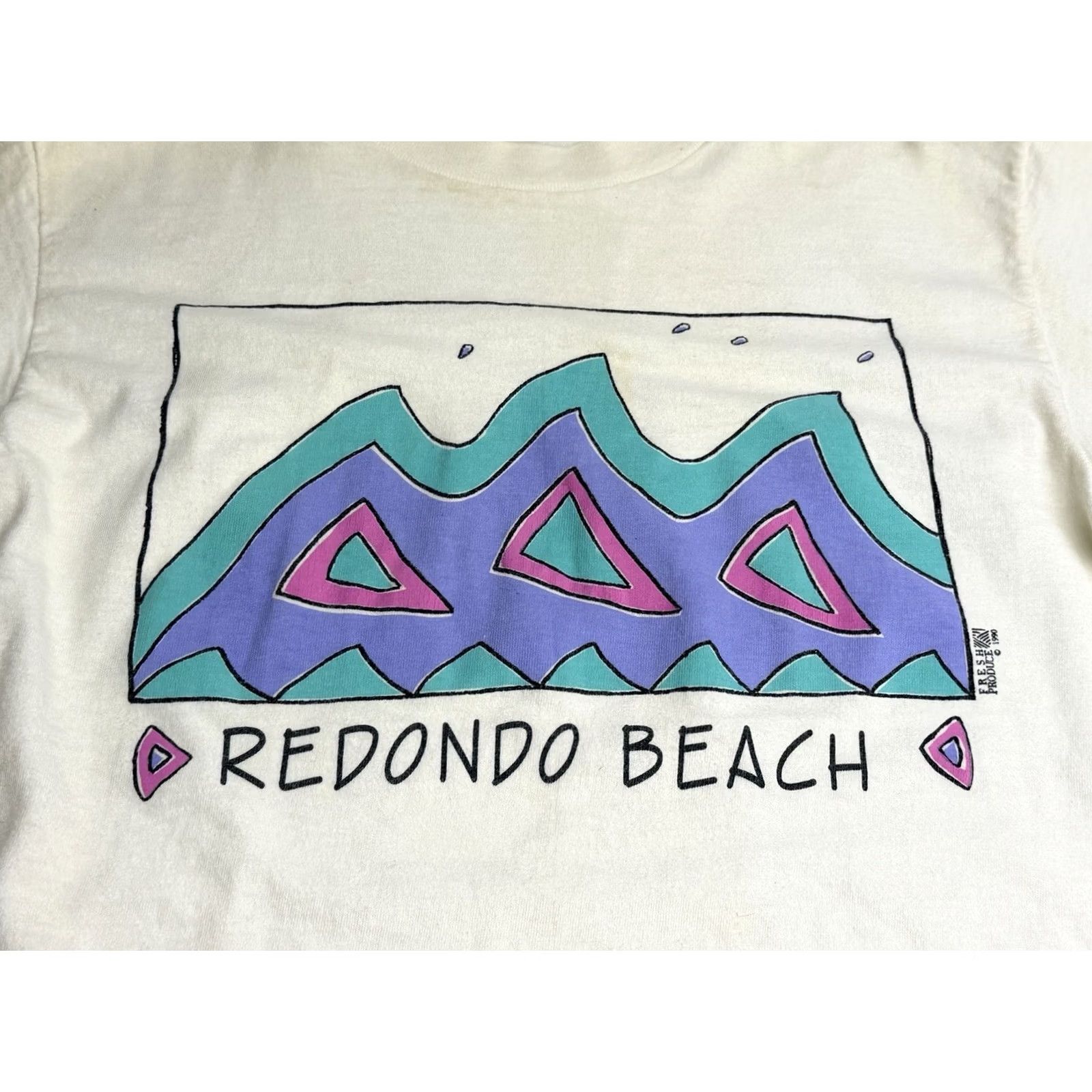 Vintage Fresh Produce Vintage 90s Redondo Beach T-Shirt Single Stitch USA Made M White Short Sleeve Mens Shirt California 90s Size US M / EU 48-50 / 2 - 3 Thumbnail