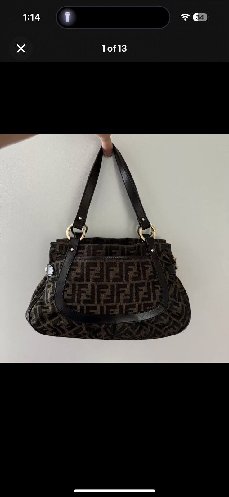 Fendi Fendi Brown Zucca Large Chef Tote Shoulder Bag Size ONE SIZE - 2 Thumbnail