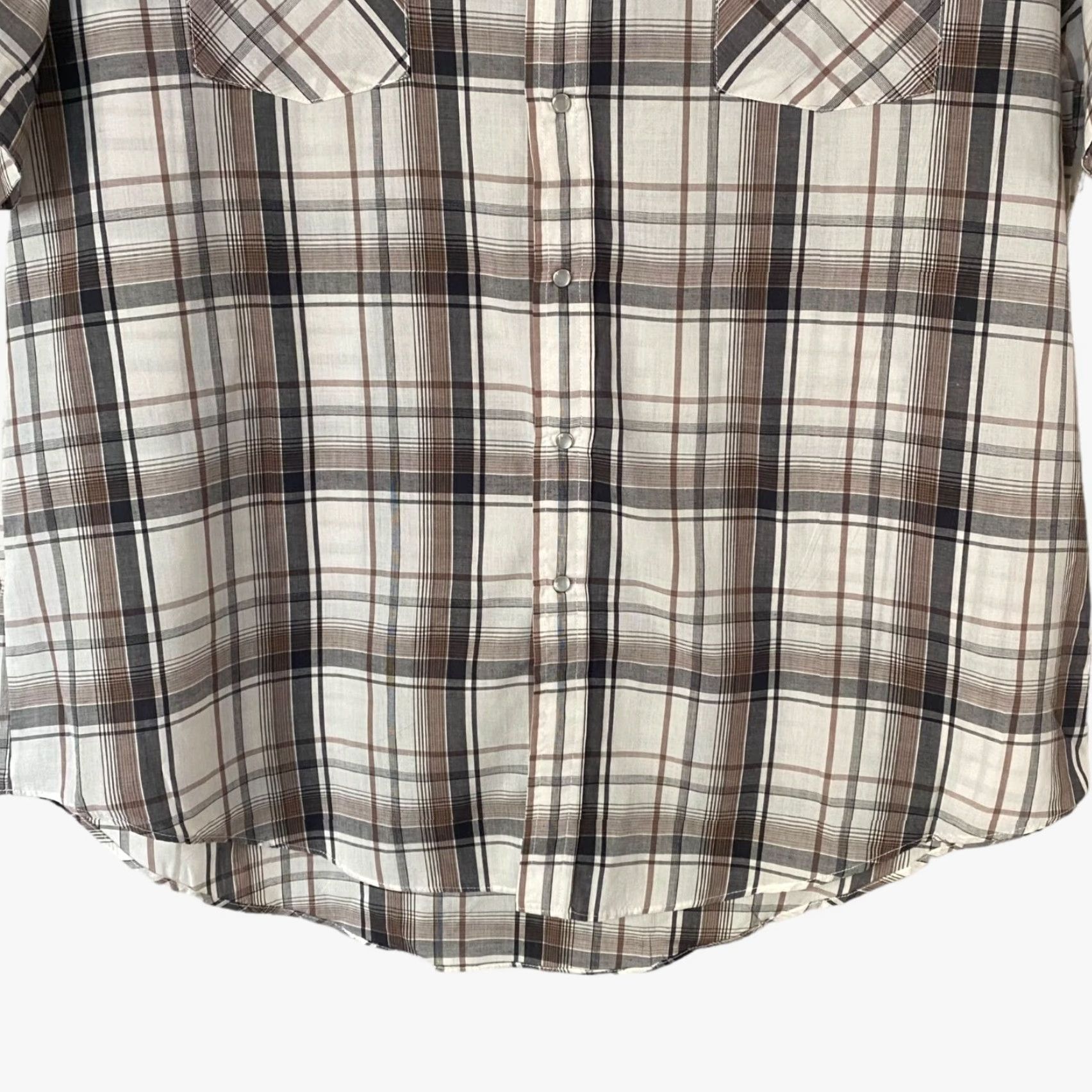 Vintage VINTAGE Ely Cattleman Western Pearl Snap Shirt Brown White Plaid Shirt Mens 2XL Short Sleeve Button-Up Pockets Western Casual Workwear Mens Size US XXL / EU 58 / 5 - 5 Thumbnail