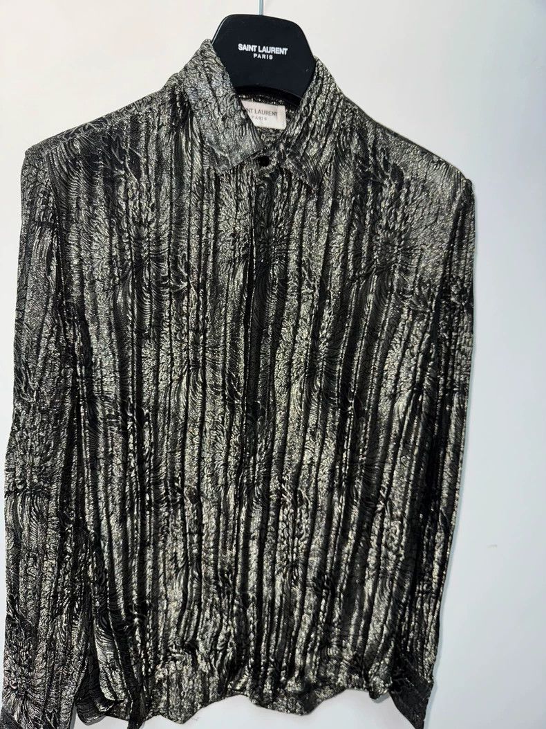 Saint Laurent Paris Saint Laurent Paris size 39 18 FW Black Gold Mulberry Silk Size US M / EU 48-50 / 2 - 3 Thumbnail