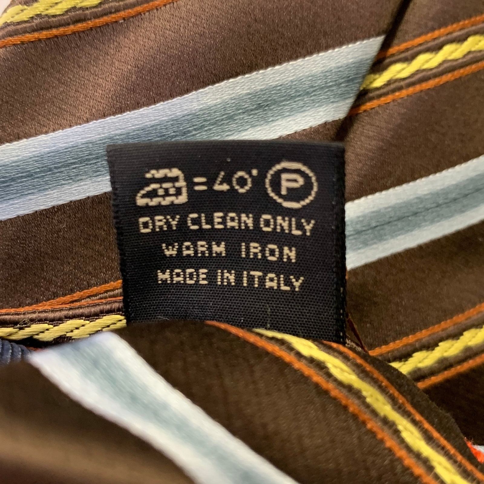 Ermenegildo Zegna ERMENEGILDO ZEGNA Brown Blue Stripe Silk Cotton Tie Size ONE SIZE - 4 Thumbnail