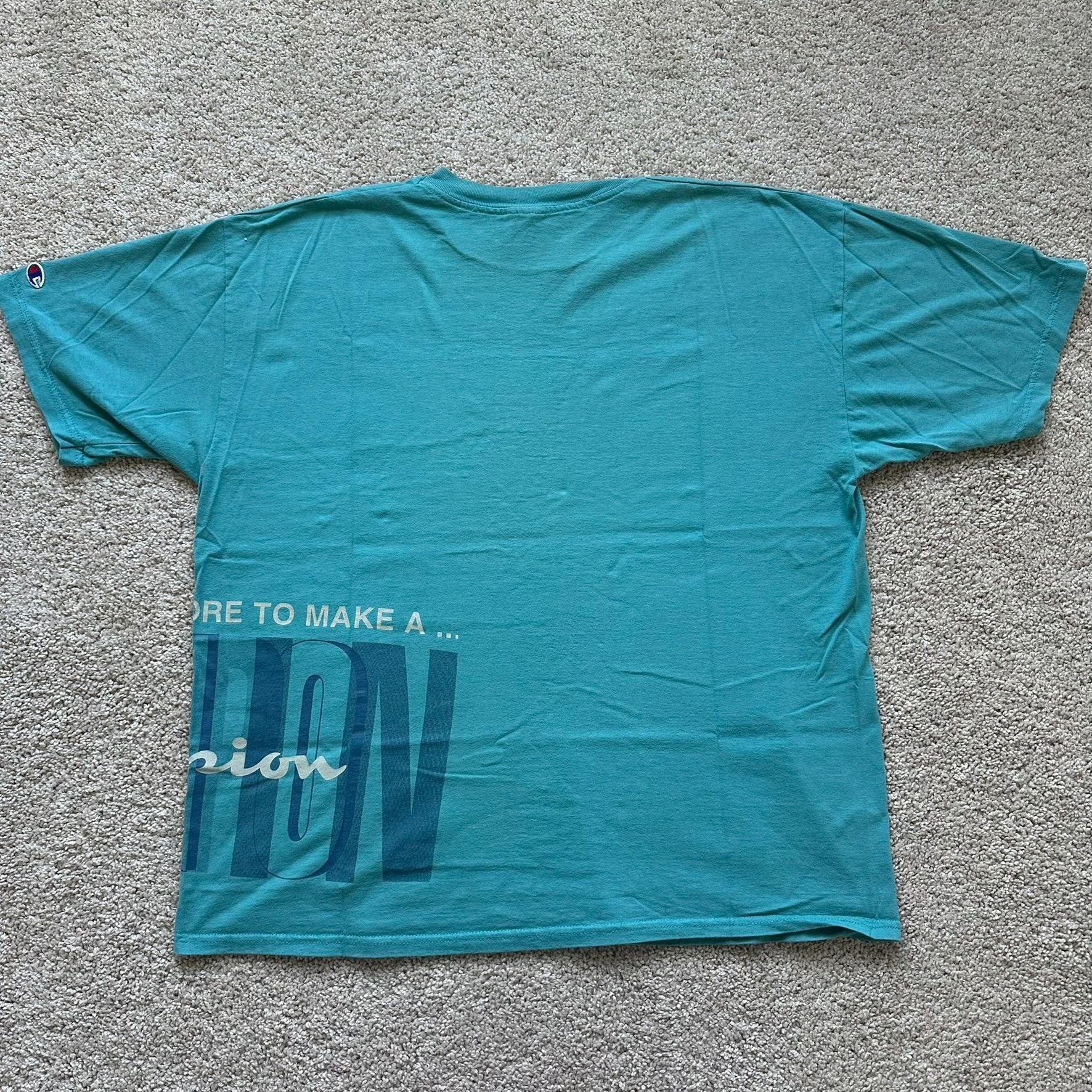 Champion Vintage 90s Champion Big Print T-Shirt Turquoise Blue Athlet Size US XL / EU 56 / 4 - 5 Thumbnail