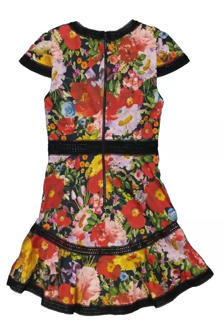 Alice + Olivia × Designer ALICE + OLIVIA Rapunzel Mini Dress In Blooming Garden Size XS / US 0-2 / IT 36-38 - 3 Thumbnail