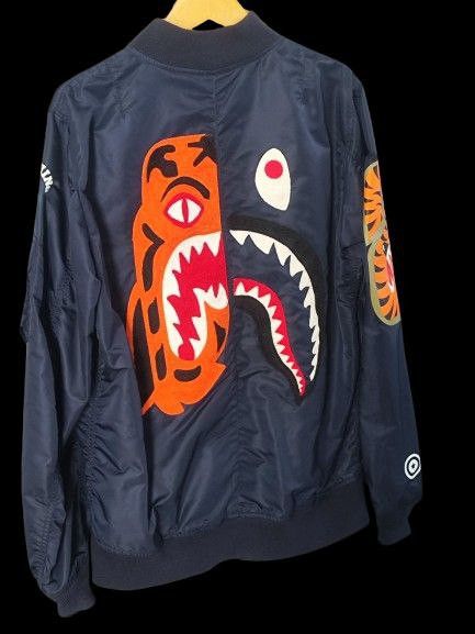 Bape Bape Split Tiger Shark Ma-1 Bomber Jacket Size US XL / EU 56 / 4 - 1 Thumbnail
