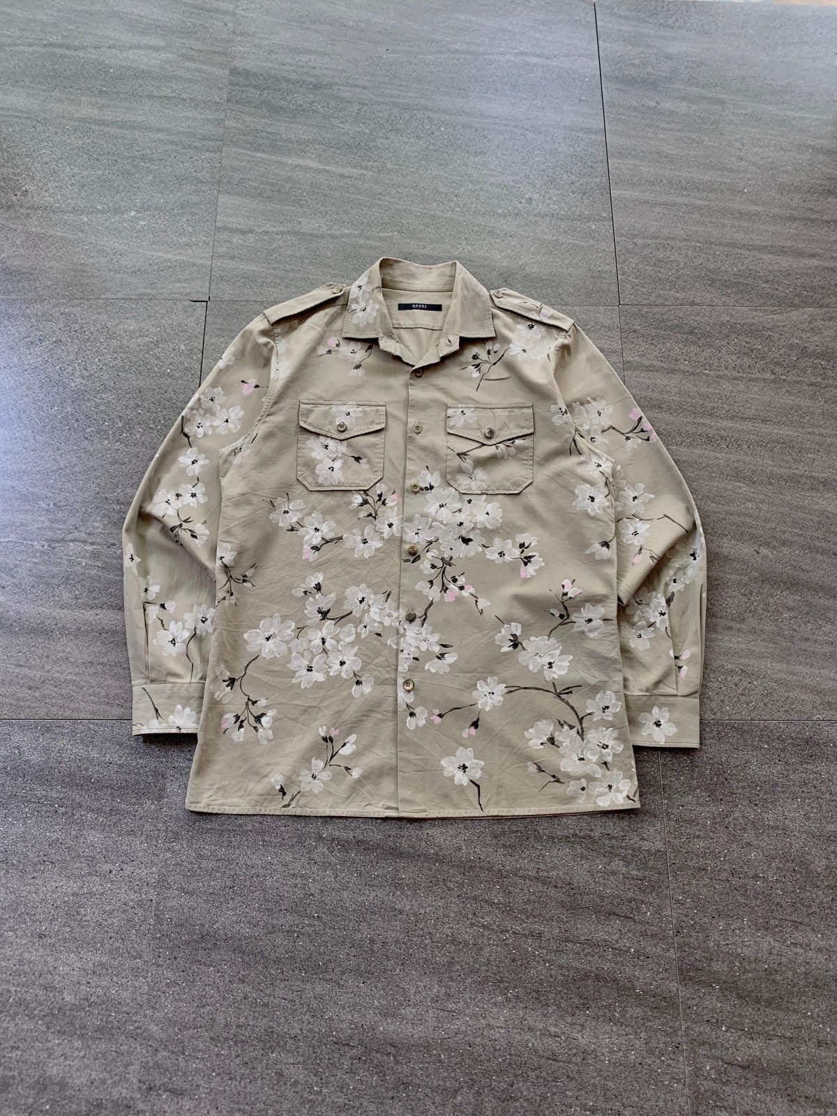 Gucci FREE TAX! SS 2003 Painted Floral Military Shirt by Tom Ford Size US S / EU 44-46 / 1 - 1 Thumbnail