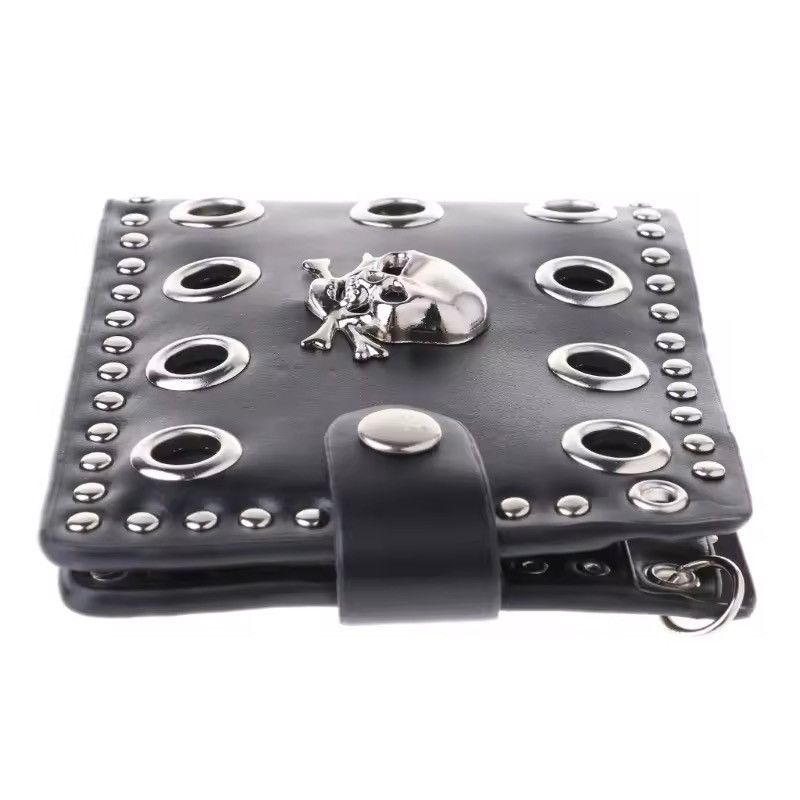 Vintage Gothic Punk Style PU Leather Skull Western Wallet + Chain Size ONE SIZE - 2 Thumbnail