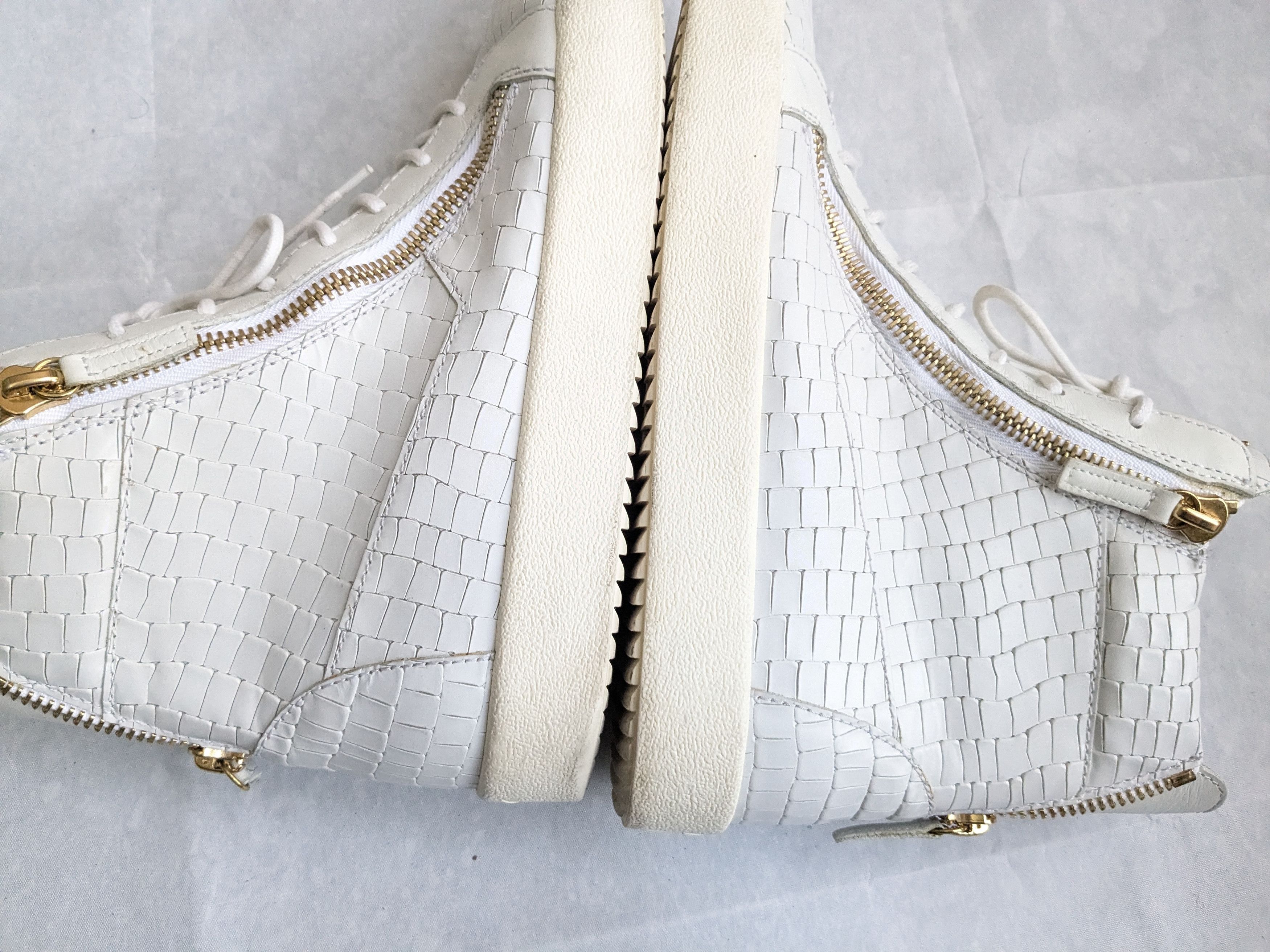 Giuseppe Zanotti Giuseppe Zanotti Sneakers White Gold 11 44 High Tops Leather Size US 11 / EU 44 - 10 Thumbnail