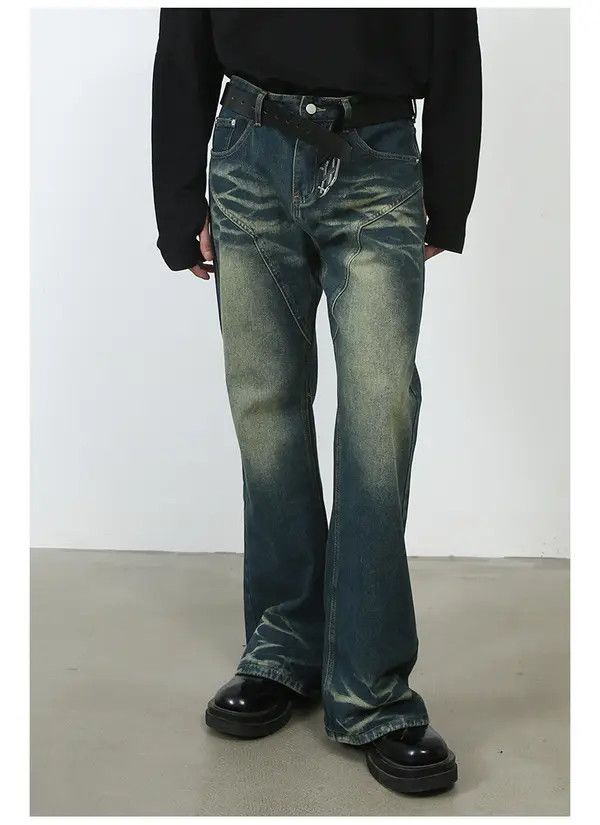 Japanese Brand Asaoka x Itou patchwork straight distressed flared jeans Size US 32 / EU 48 - 3 Thumbnail