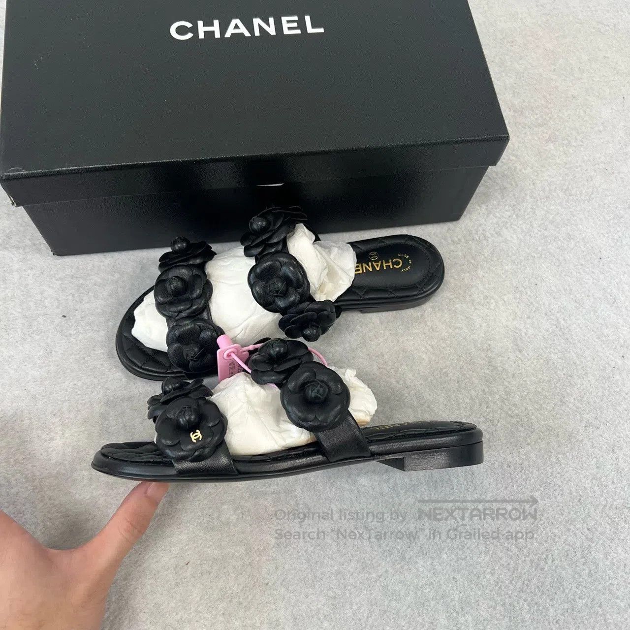 Chanel Chanel Camellia dia`mond-patterned slippers| Size US 5 / IT 35 - 3 Thumbnail