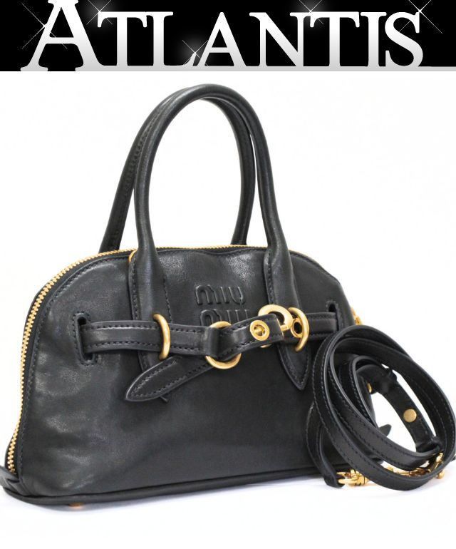 Miu Miu miu miu Aventure Leather 2-Way Bag Black Size ONE SIZE - 1 Thumbnail