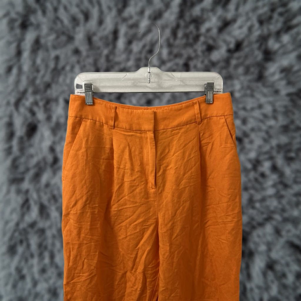 Loft LOFT Pants Womens 4 Orange Linen Blend Wide-Leg Pleated Trousers High Rise Size 27" / US 4 / IT 40 - 1 Thumbnail