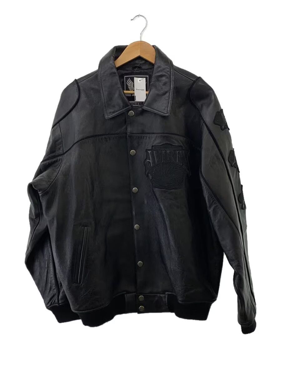 Avirex Plain Sheep Leather Jacket Blouson Black