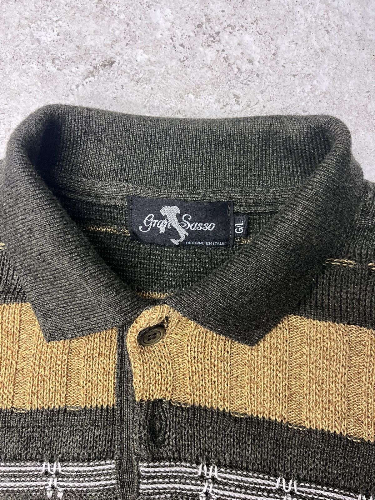 Vintage Vintage yellow and green knit button up sweater Size US XL / EU 56 / 4 - 3 Thumbnail