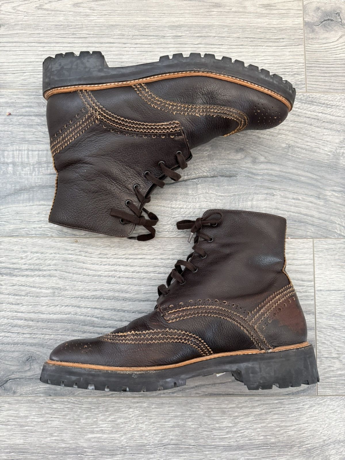 Givenchy Brown Brogue Combat Boots with Lug Sole Size US 7 / EU 40 - 3 Thumbnail