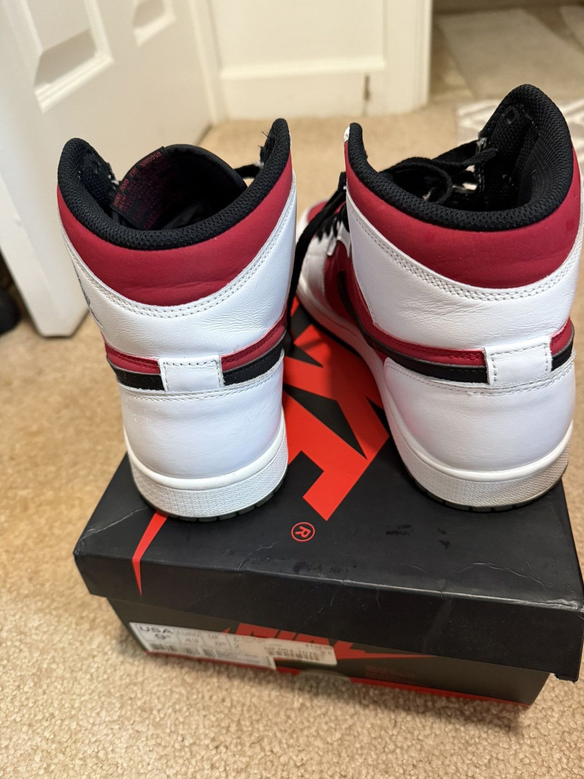 Jordan Brand × Nike carmine 1s high OG 555088-123 Size US 9.5 / EU 42-43 - 5 Thumbnail