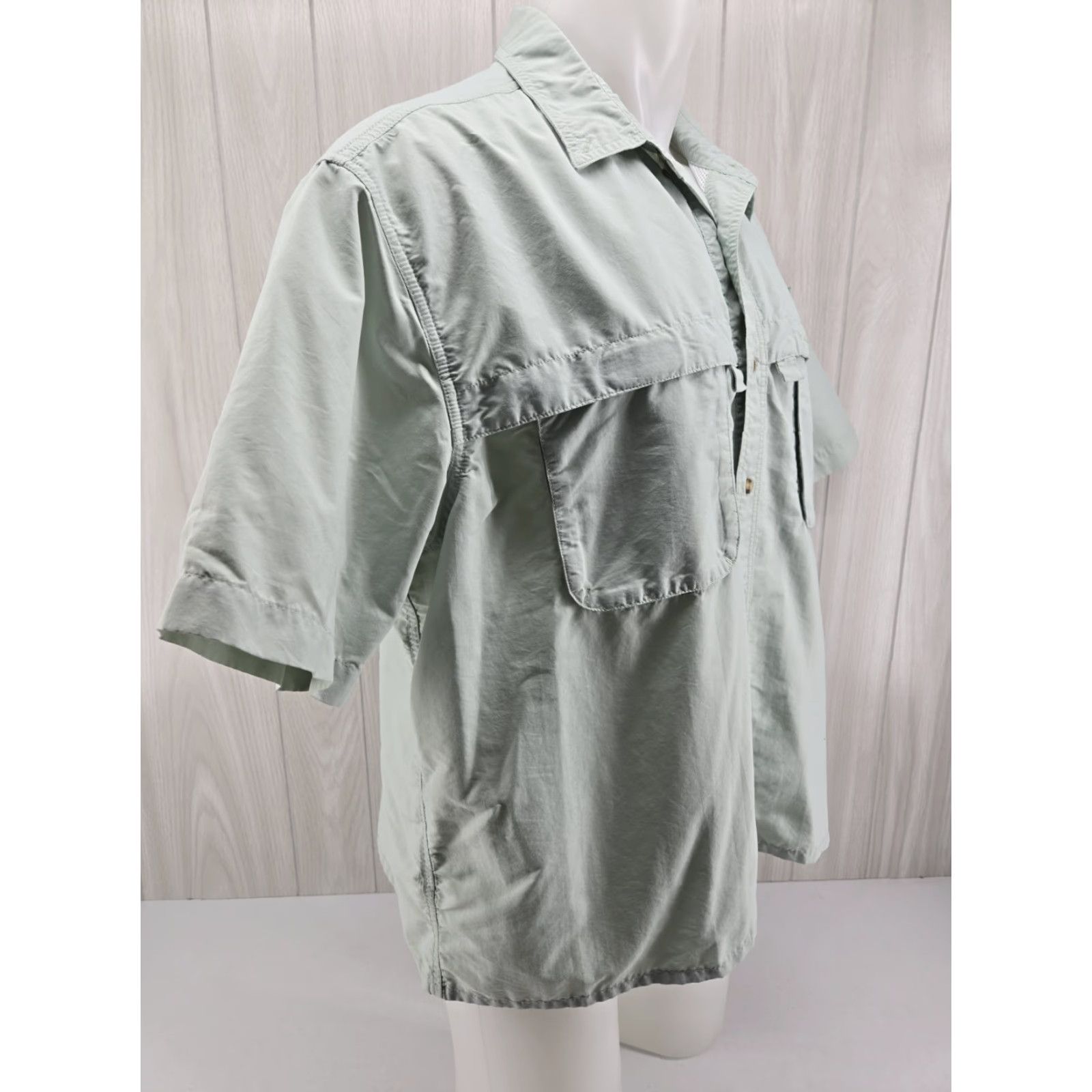 Vintage VINTAGE LL Bean Vented Camp Shirt XL REG Short Sleeve Teal Sea Green Nylon Blend Outdoor Size US XL / EU 56 / 4 - 5 Thumbnail