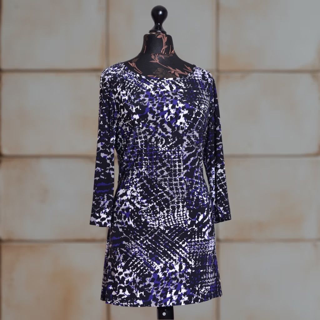 Joseph Ribkoff Joseph Ribkoff Womens Stretchy Long Sleeve Dress Black/Blue/White Size UK14 IT46 Size XL / US 12-14 / IT 48-50 - 1 Thumbnail