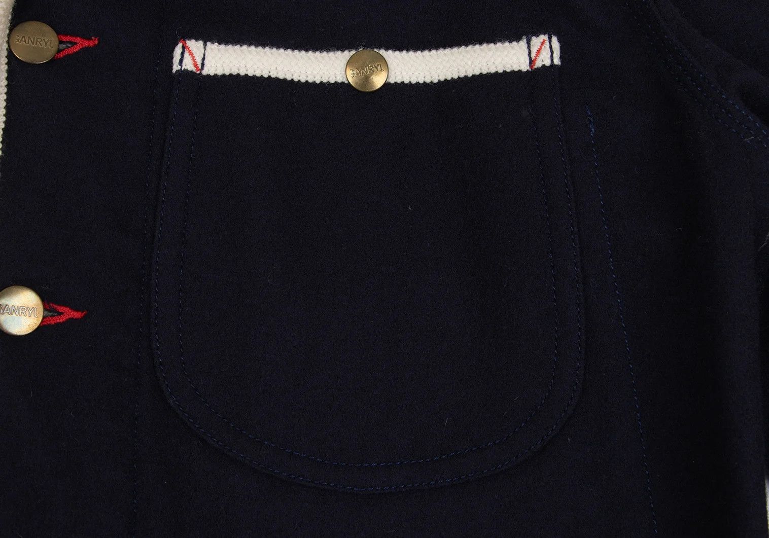 Ganryu Wool Flannel Piping Design Jacket in Navy, Size S Size US S / EU 44-46 / 1 - 6 Thumbnail