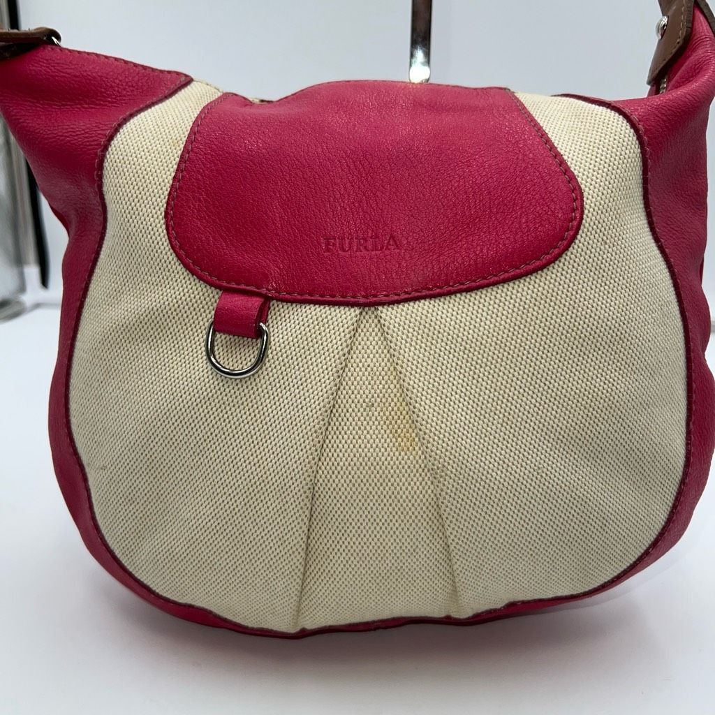 Furla Furla Vintage Canvas And Hot Pink with Silver Snake Embossed Shoulder Strap Bag Size ONE SIZE - 2 Thumbnail