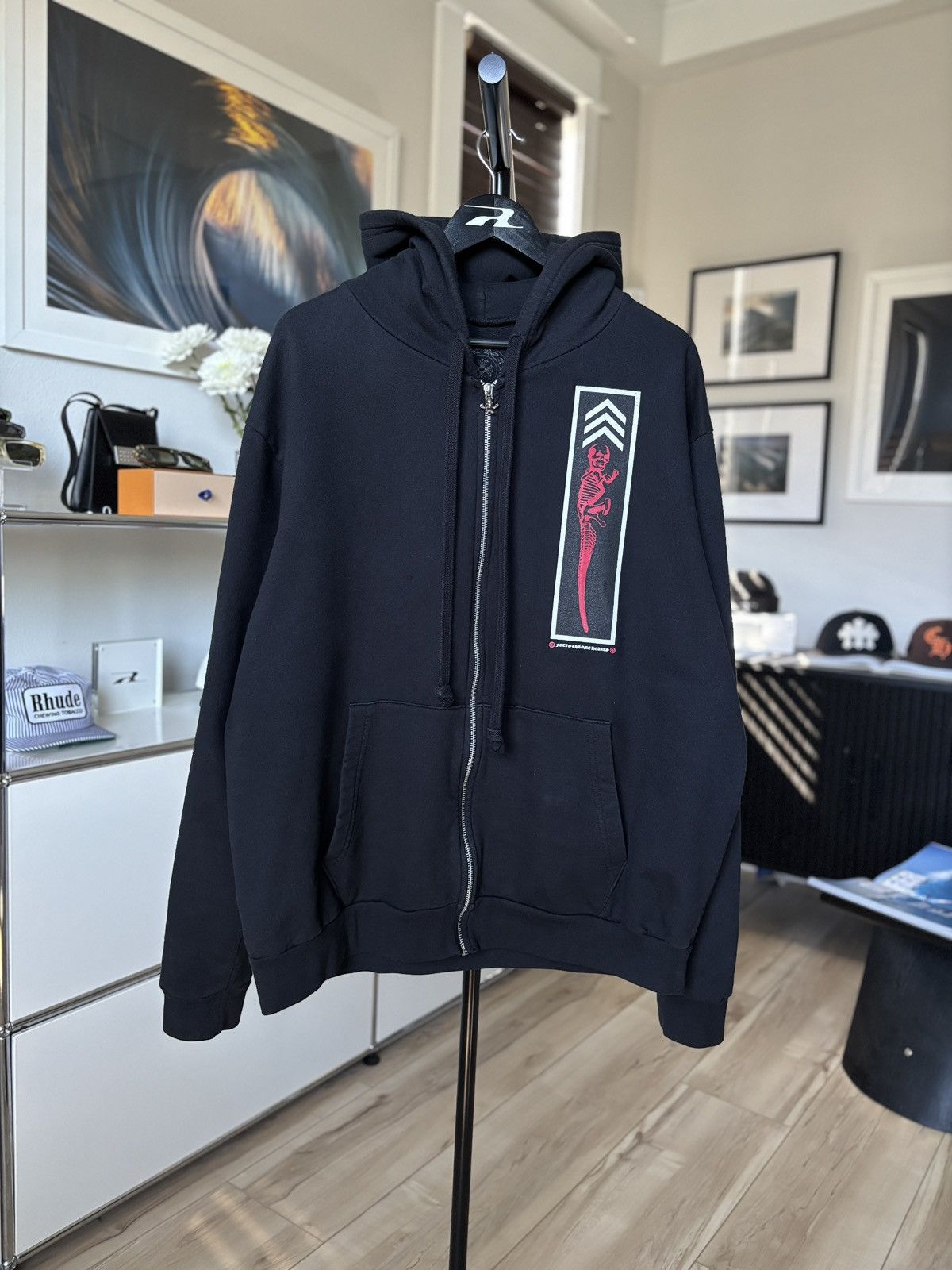 CHROME HEARTS FOTI LOGO ZIP HOODIE BLACK