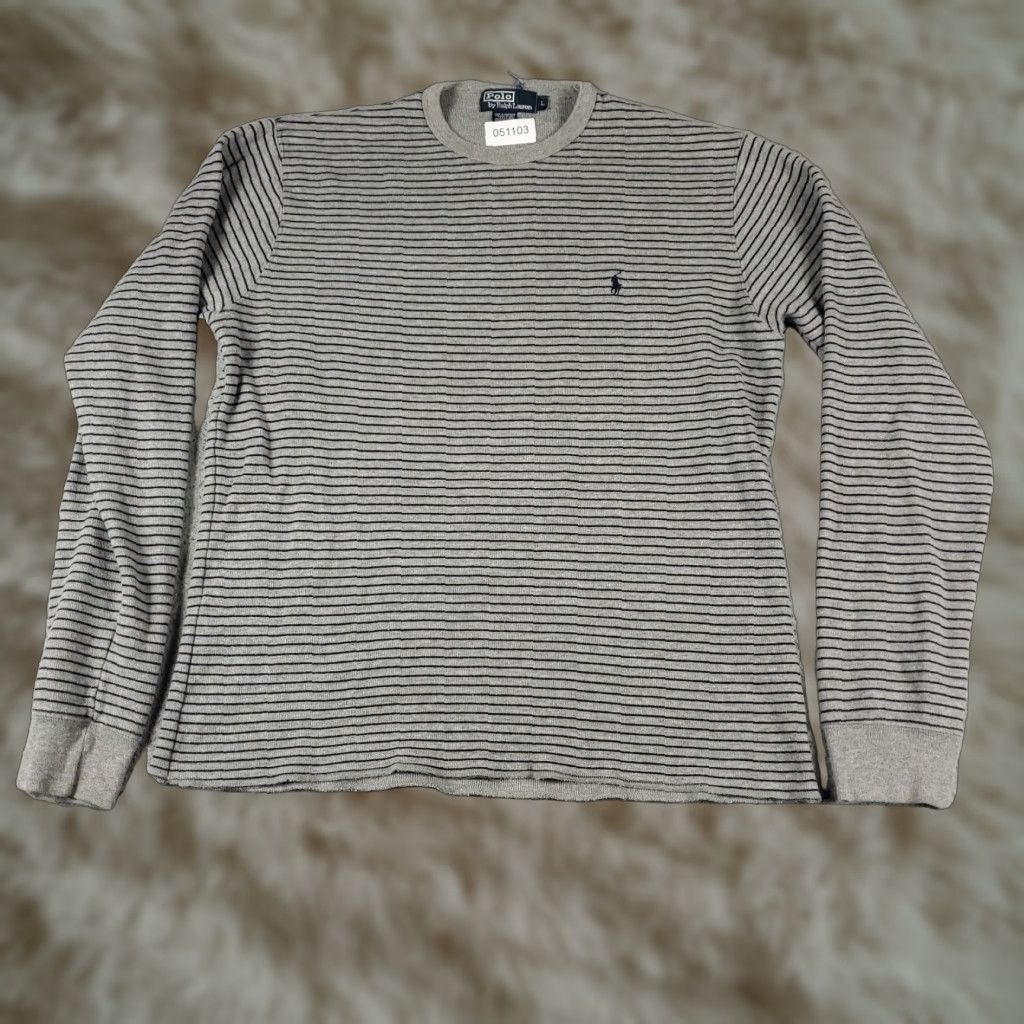 Ralph Lauren Ralph Lauren Large Gray Striped Crew Neck Sweater Pullover Size US L / EU 52-54 / 3 - 1 Thumbnail