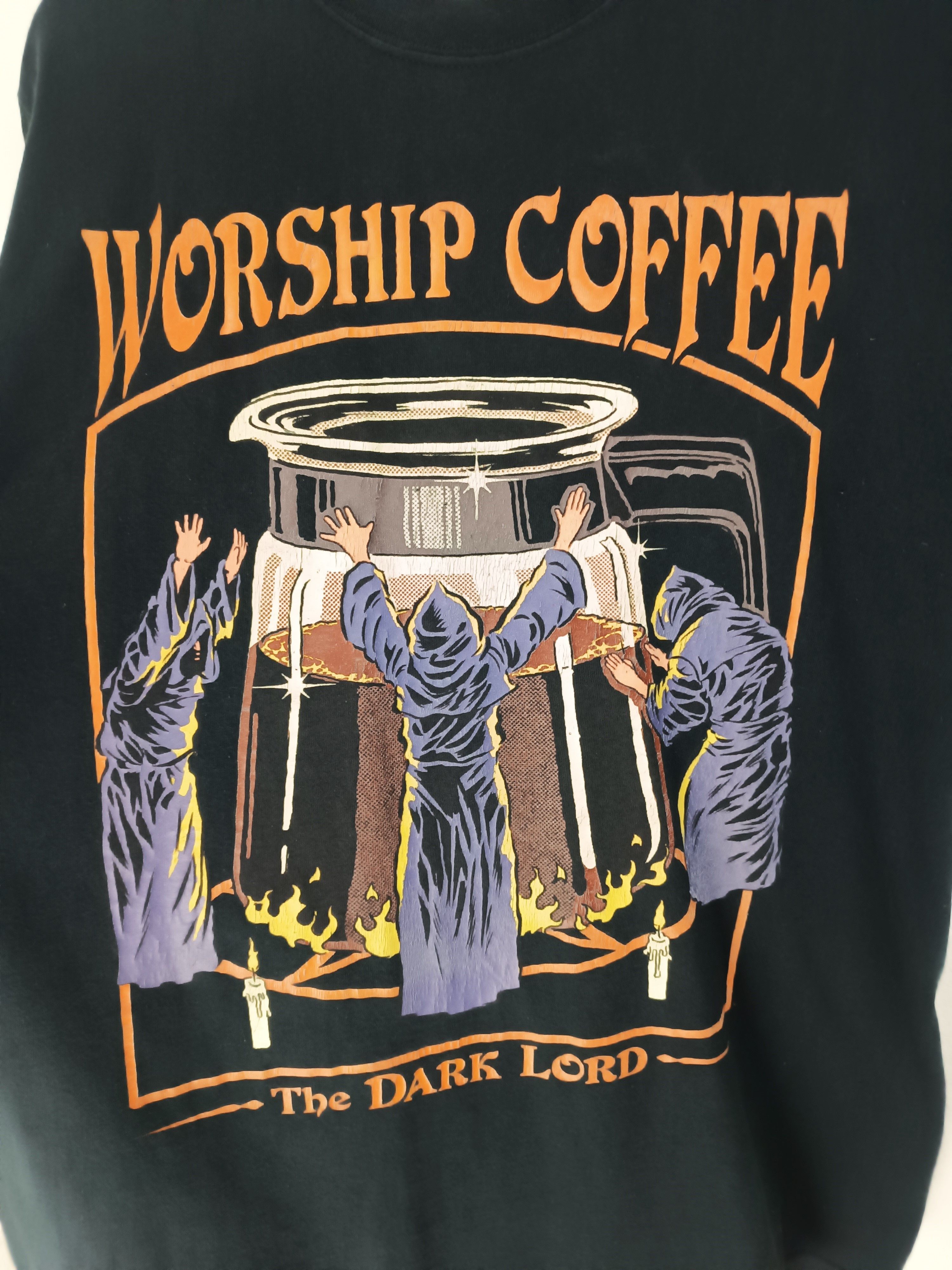 Vintage VINTAGE WORSHIP COFFEE STEVEN RHODES TEE funny humor dark Size US M / EU 48-50 / 2 - 9 Thumbnail
