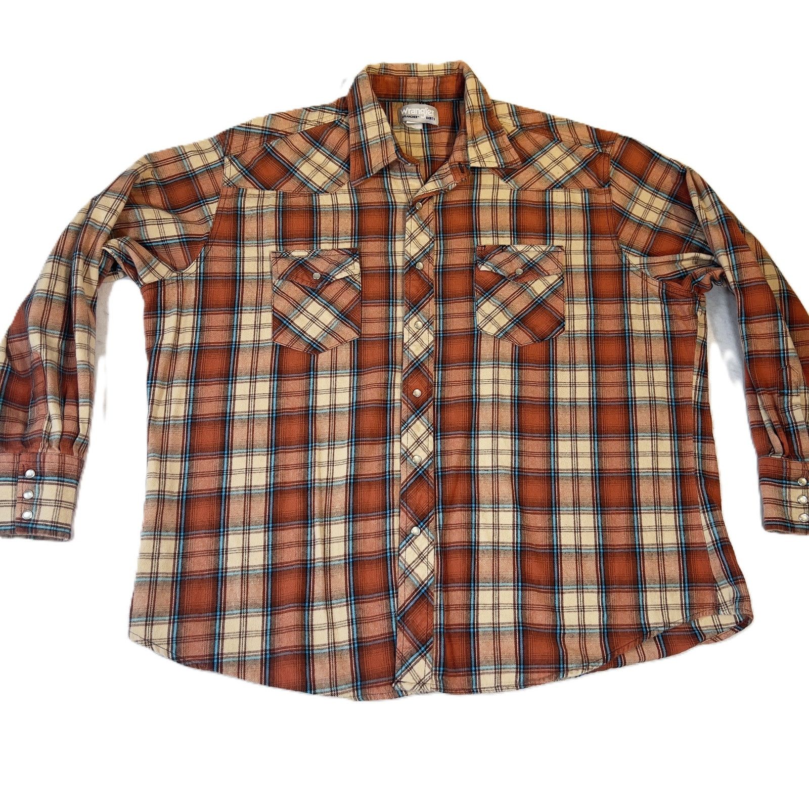 Wrangler Wrangler Wrancher Flannel Shirt Men XXL Pearl Snap Brick-Red Size US XXL / EU 58 / 5 - 1 Thumbnail