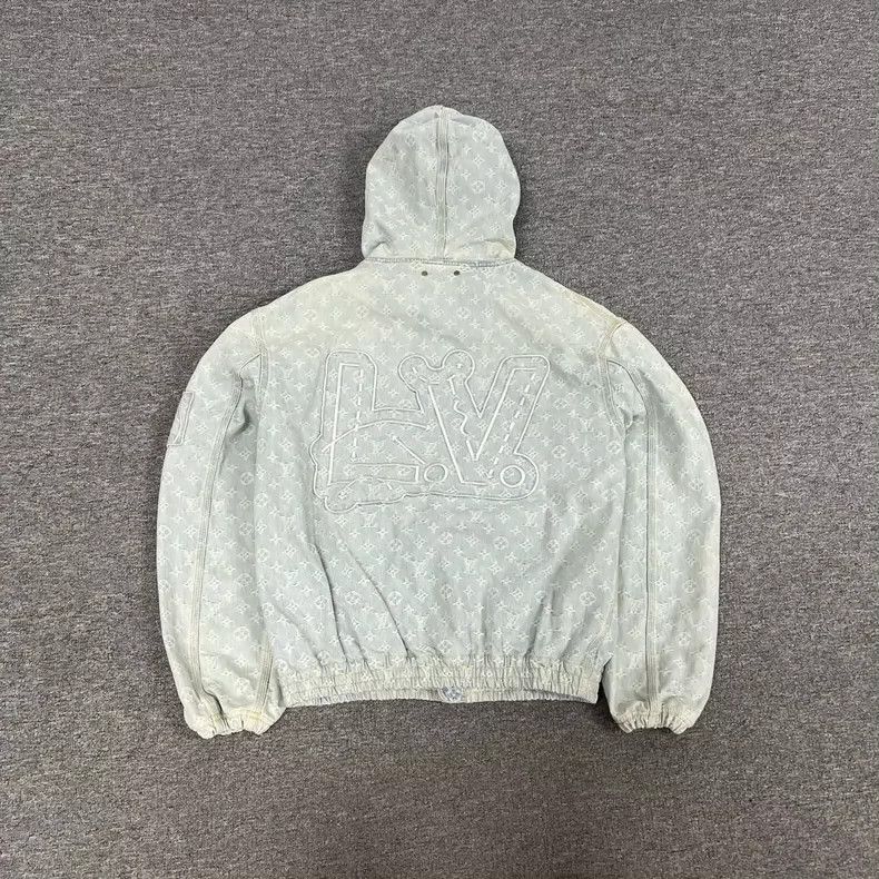 Louis Vuitton Louis Vuitton Full Logo Washed Zip Denim Hooded Jacket 2505 Size US L / EU 52-54 / 3 - 2 Thumbnail