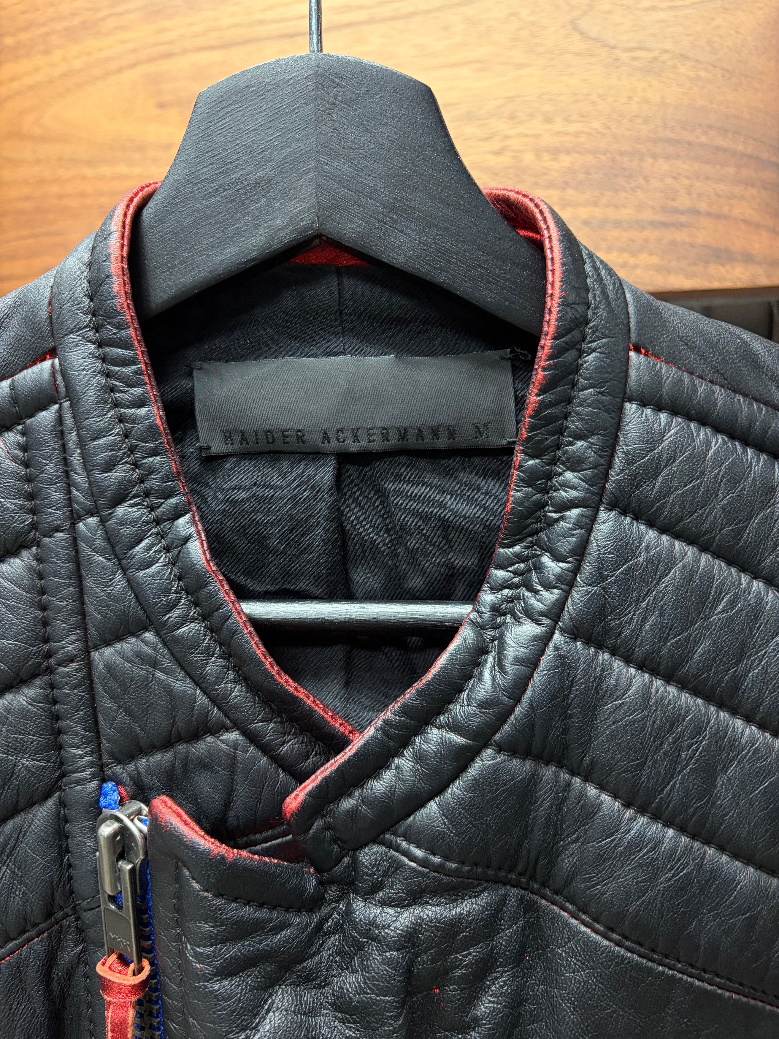 Haider Ackermann SS2017 Haider Ackermann Runway ‘Spray Painted’ Black/Red Gradient Leather Moto Jacket Size US M / EU 48-50 / 2 - 3 Thumbnail