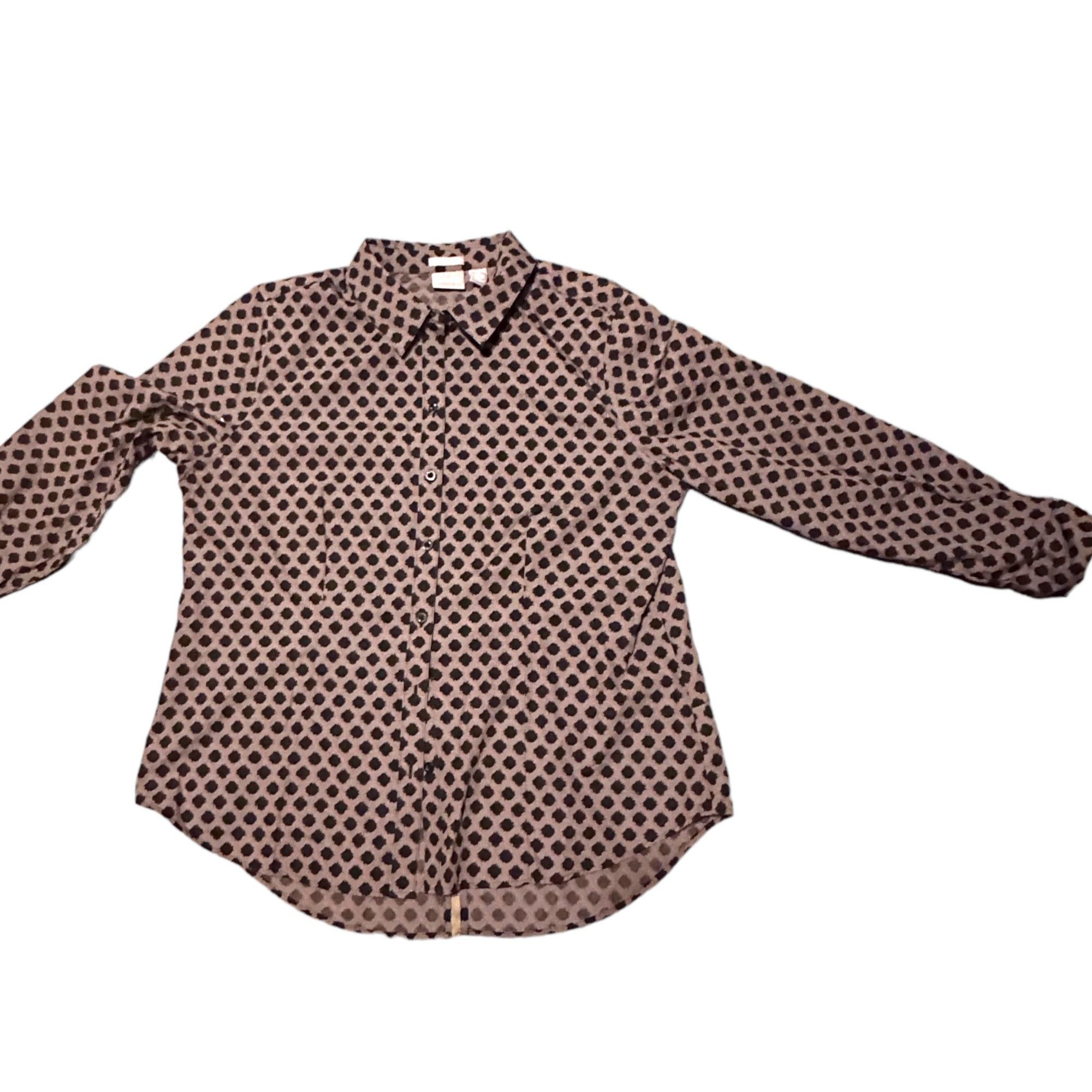 Chicos Chico's Ladies Taupe Black Wrinkle Resistant Cotton Fitted B Size XS / US 0-2 / IT 36-38 - 13 Thumbnail
