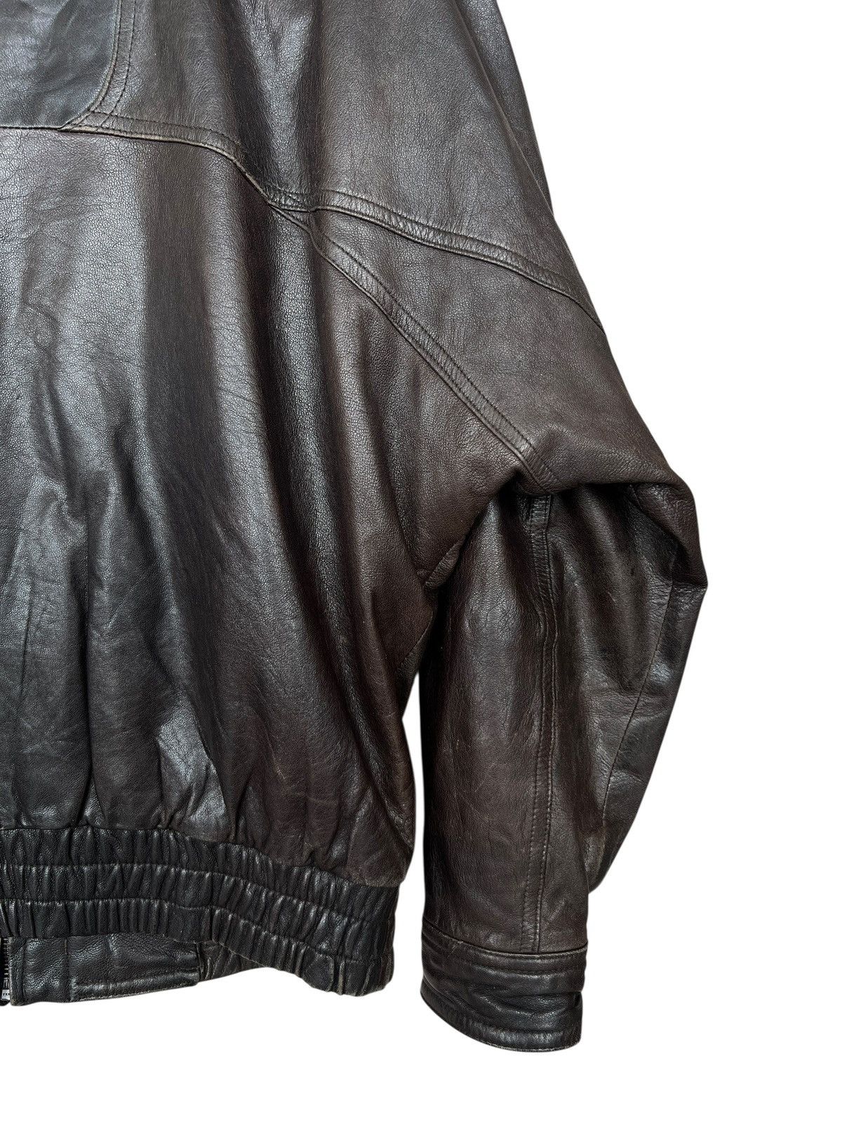 Vintage Vintage 90s Robert Dark Brown Bomber Leather Jacket Size US L / EU 52-54 / 3 - 8 Thumbnail