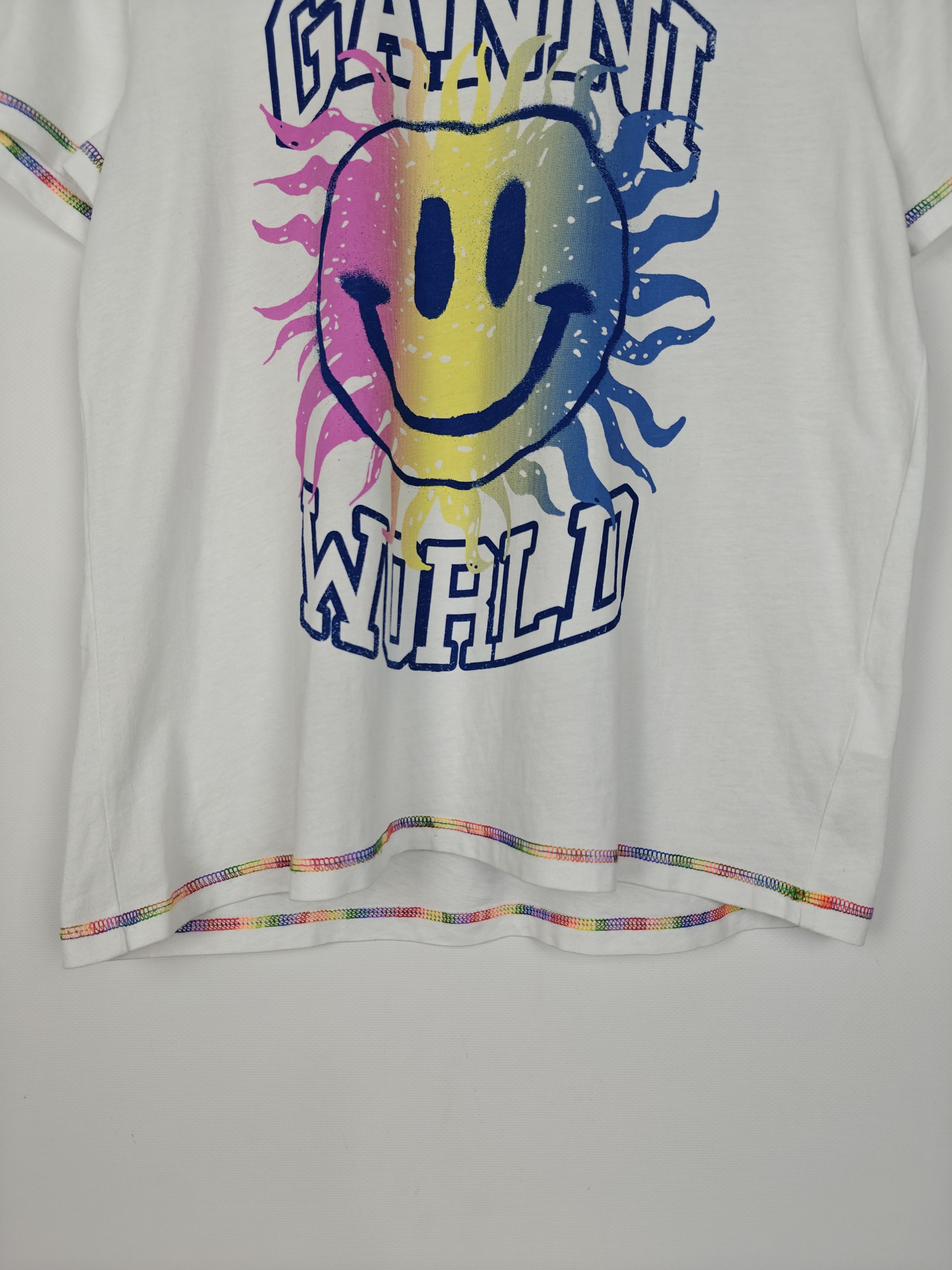 Other Ganni T-Shirt Smile Logo Tee Crewneck White size XXS Size US XXS / EU 40 - 3 Thumbnail