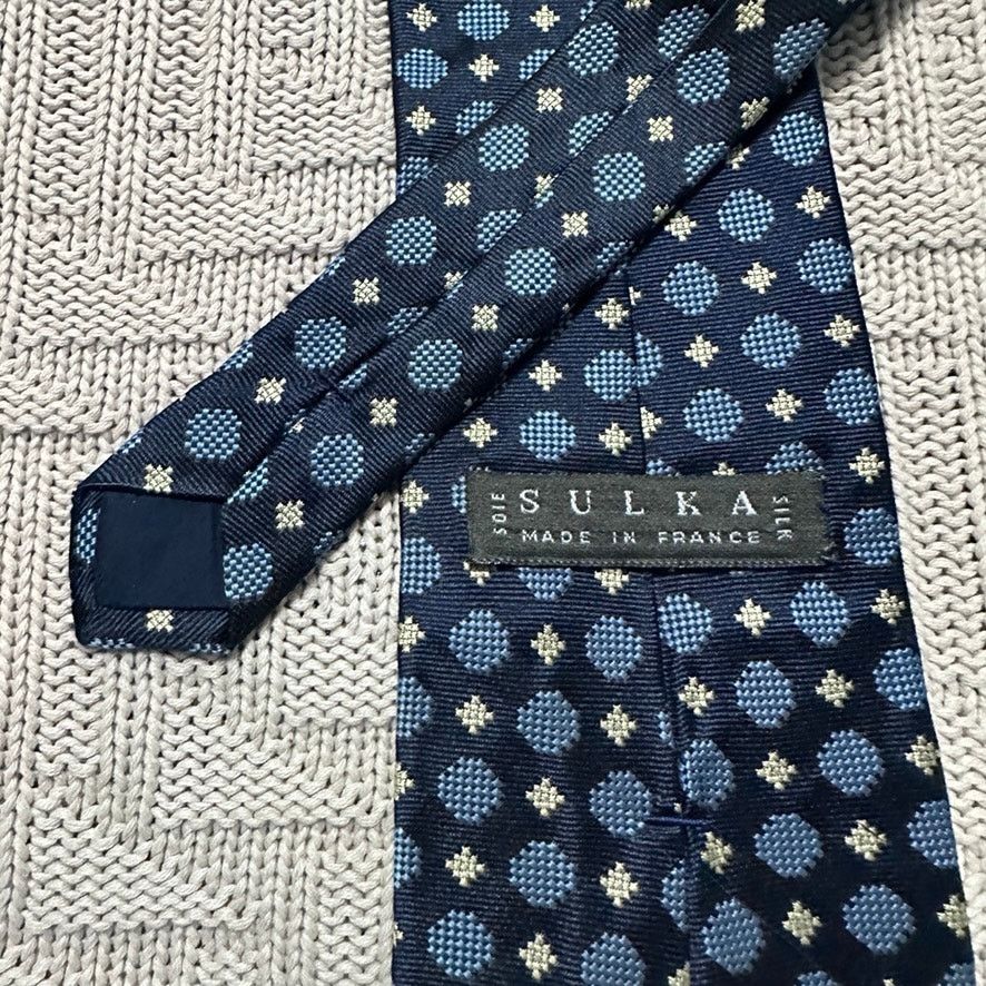 Sulka Sulka blue geometric print French silk tie Size ONE SIZE - 3 Thumbnail