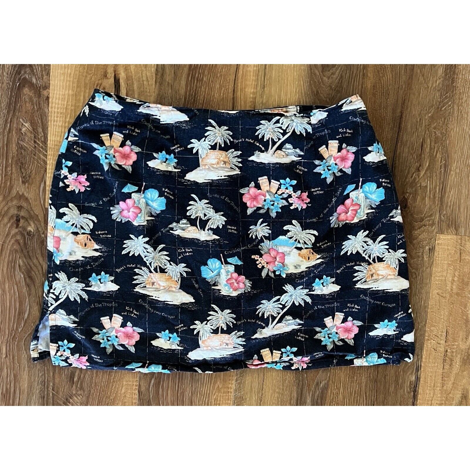 Other La Cabana Women's Size 14 Black Navy Hawaiian Print Skort Size 36" / US 14 / IT 50 - 1 Thumbnail