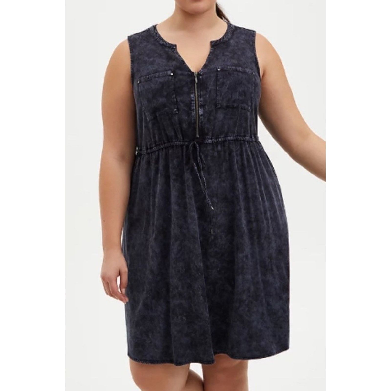 Other Torrid Mini Challis Zip-Front Shirt Dress Acid Wash Black L Size L / US 10 / IT 46 - 11 Thumbnail