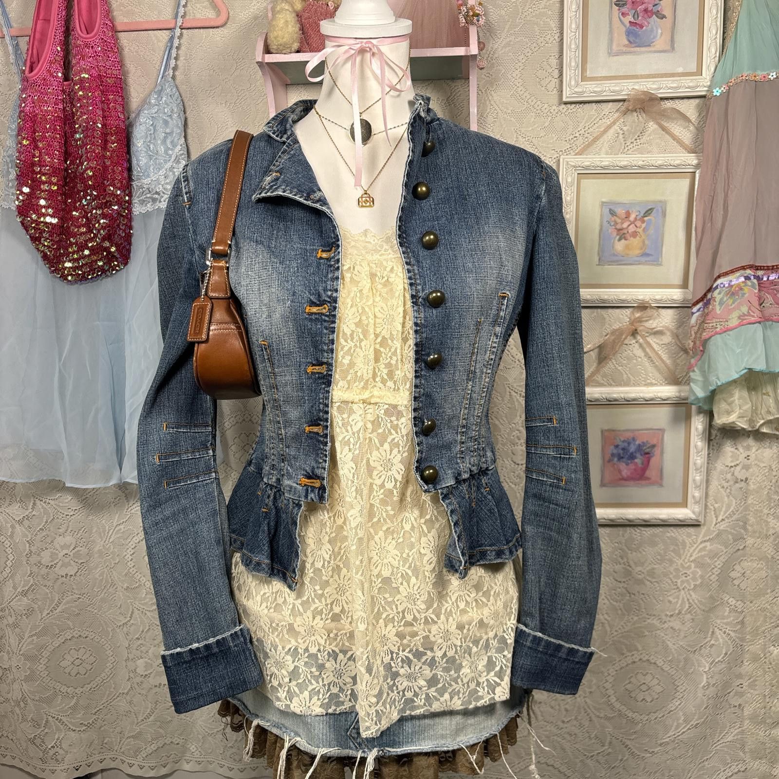 Other y2k 2000s distress ruffle denim jacket Size M / US 6-8 / IT 42-44 - 1 Thumbnail