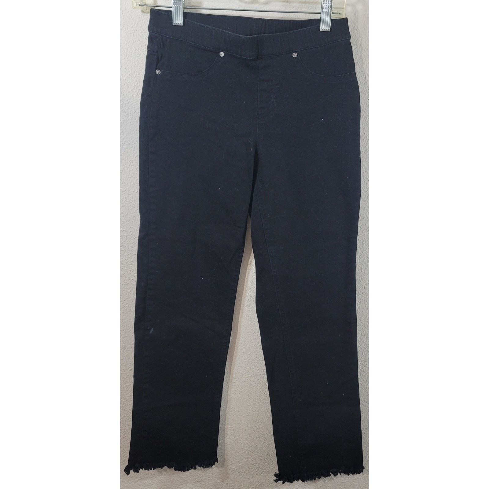 Other Hue Black Frayed Hem Denim Jeggings Small Lightweight Faux Size 28" / US 6 / IT 42 - 1 Thumbnail